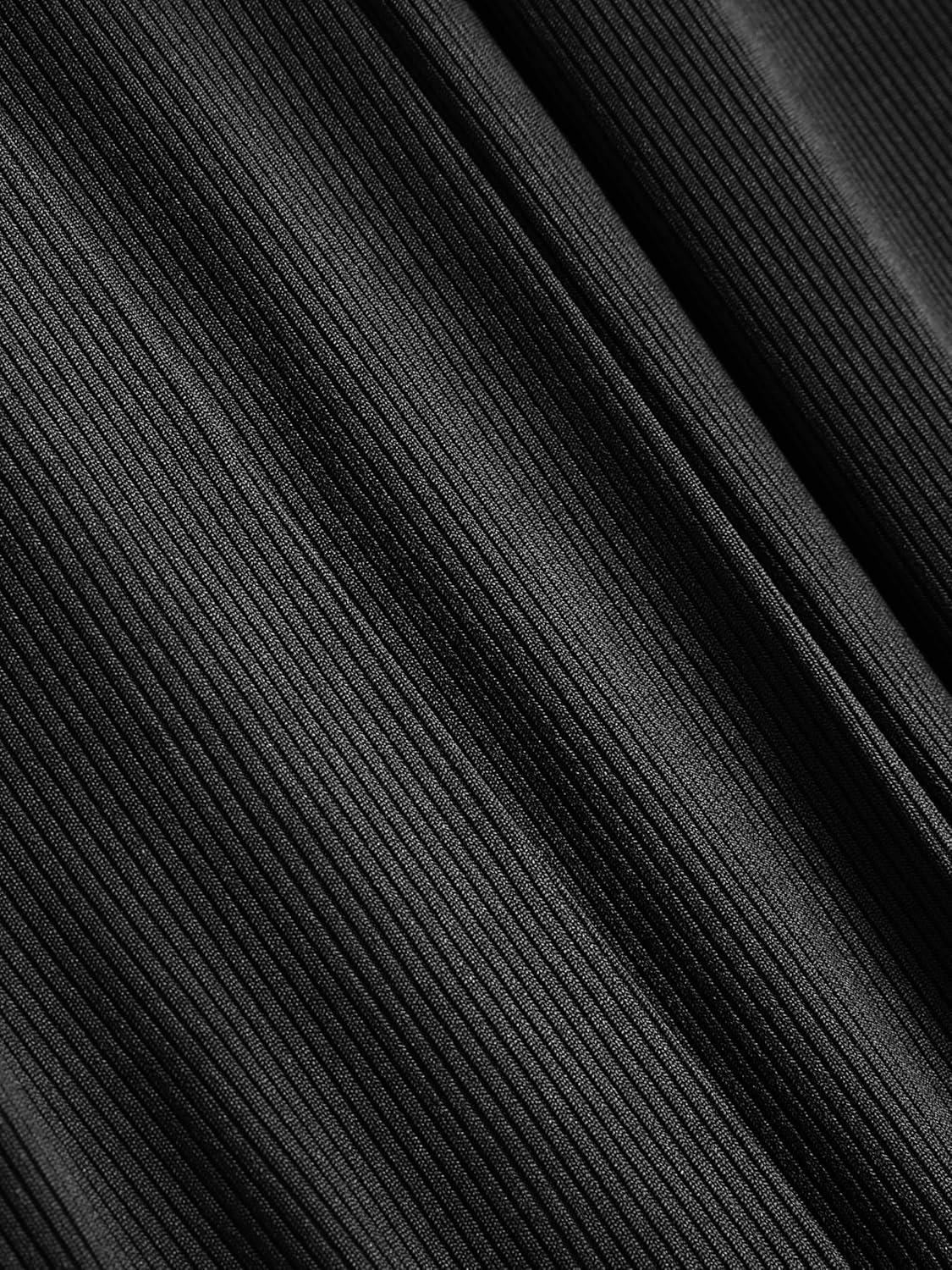 imageCIDER Petite Solid Elastic Waist Wide Leg PantsBlack