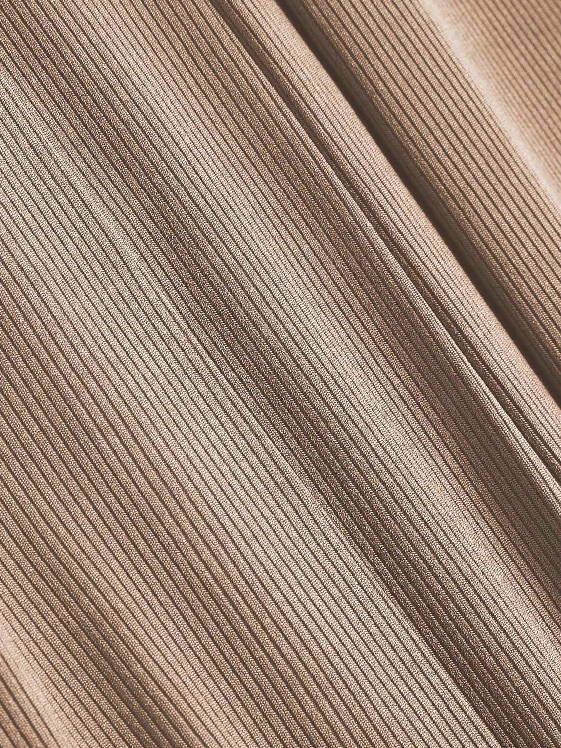 imageCIDER Petite Solid Elastic Waist Wide Leg PantsCoffee