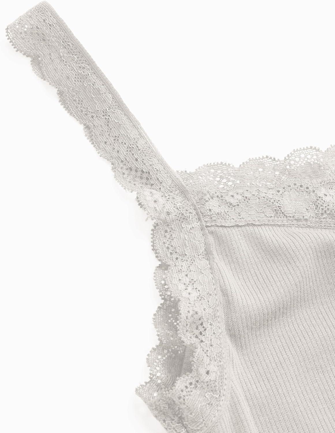 imageCIDER Recycled Fabric Solid Lace Trim Crop Tank TopWhite