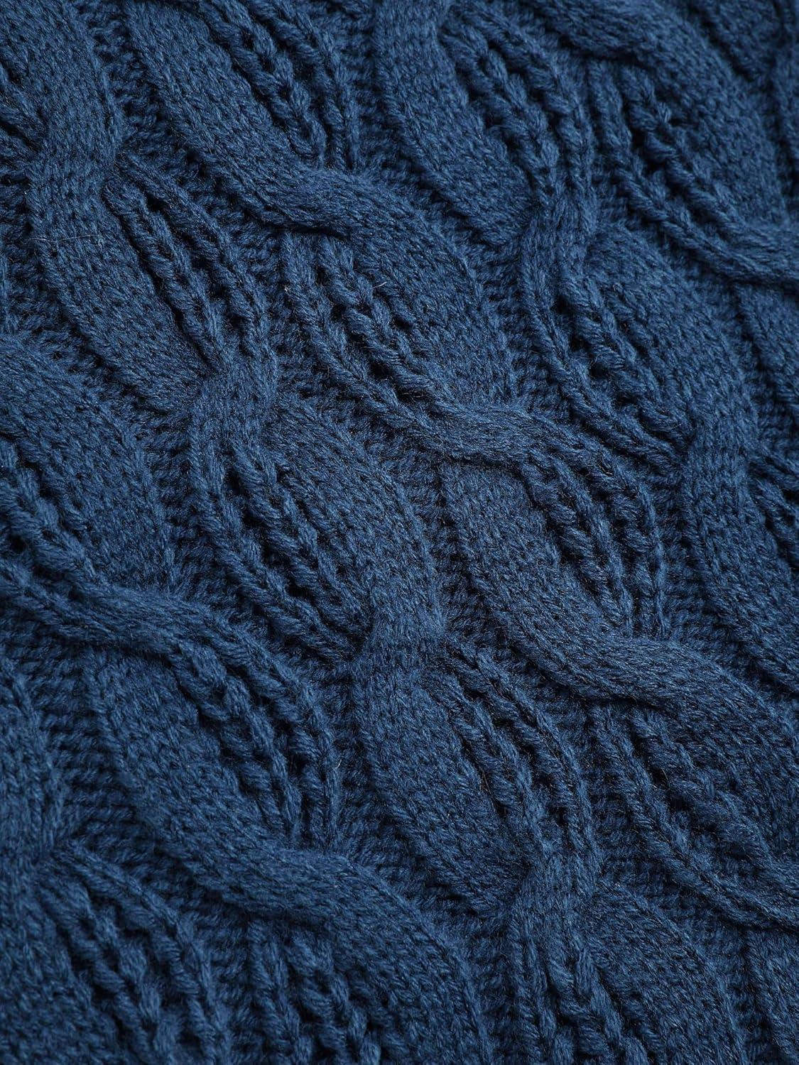 imageCIDER Round Neck Cable Knit SweaterBlue
