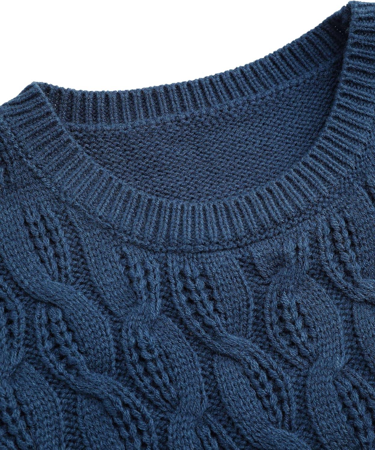 imageCIDER Round Neck Cable Knit SweaterBlue