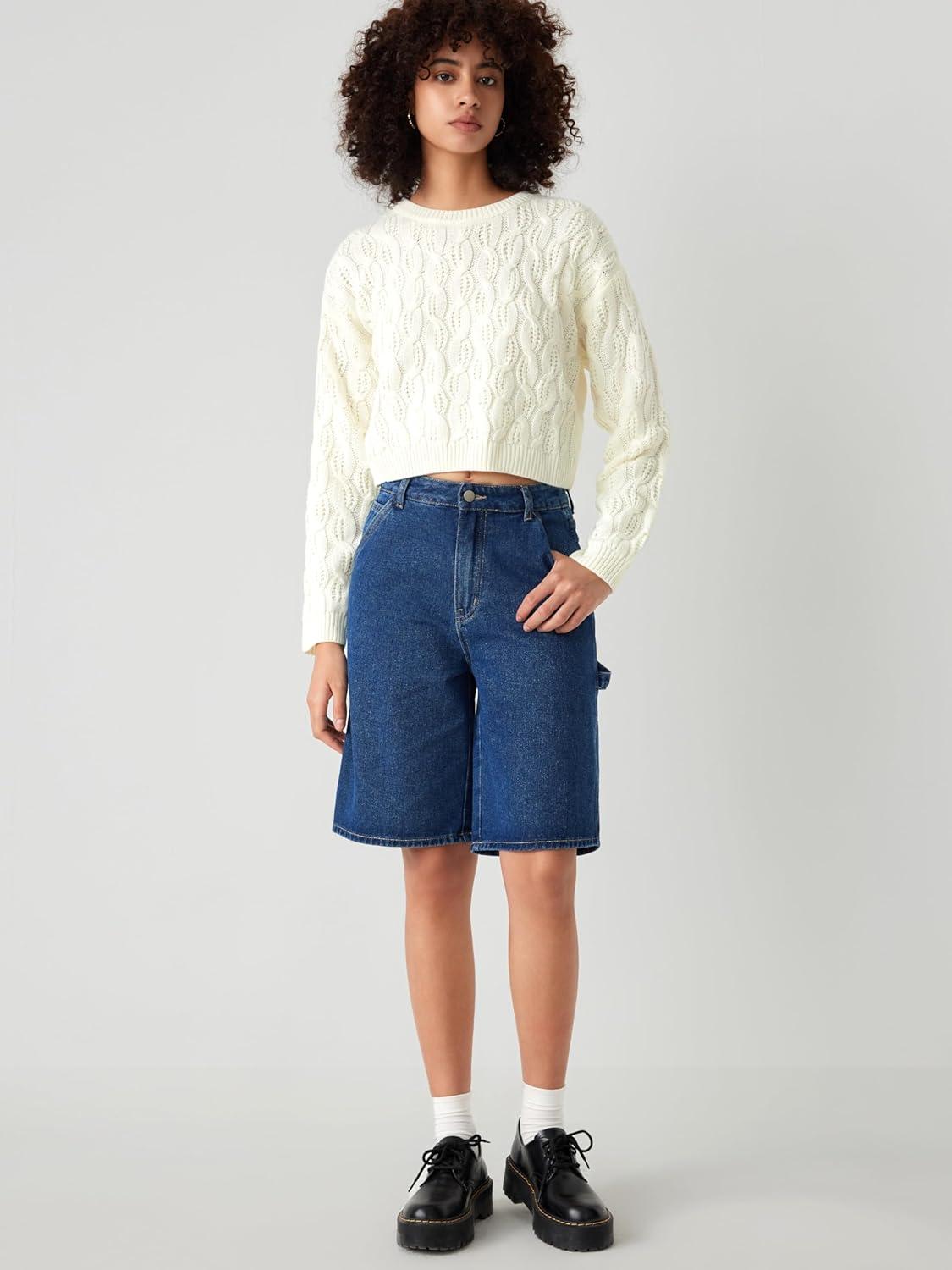 imageCIDER Round Neck Cable Knit SweaterIvory