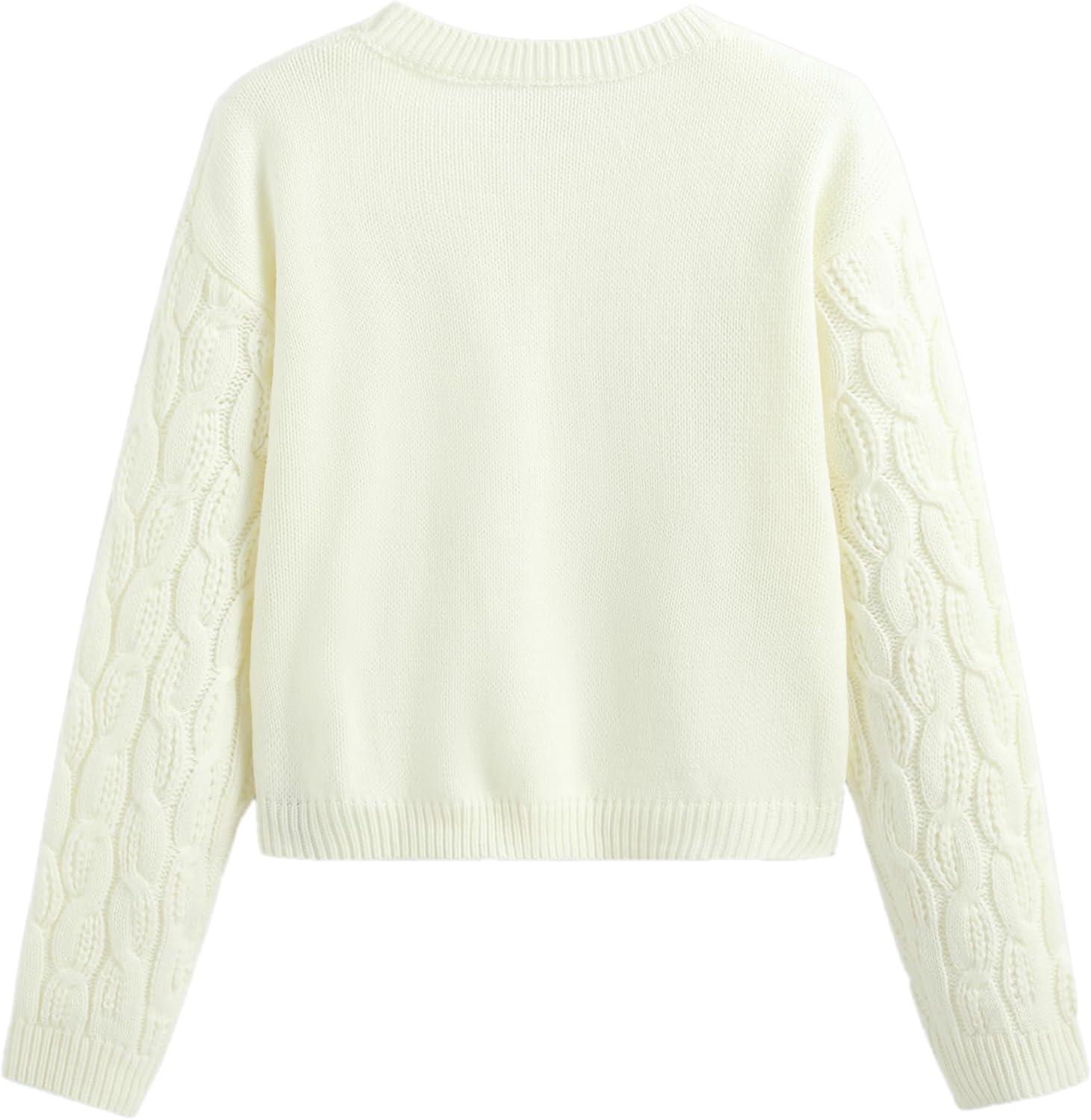 imageCIDER Round Neck Cable Knit SweaterIvory