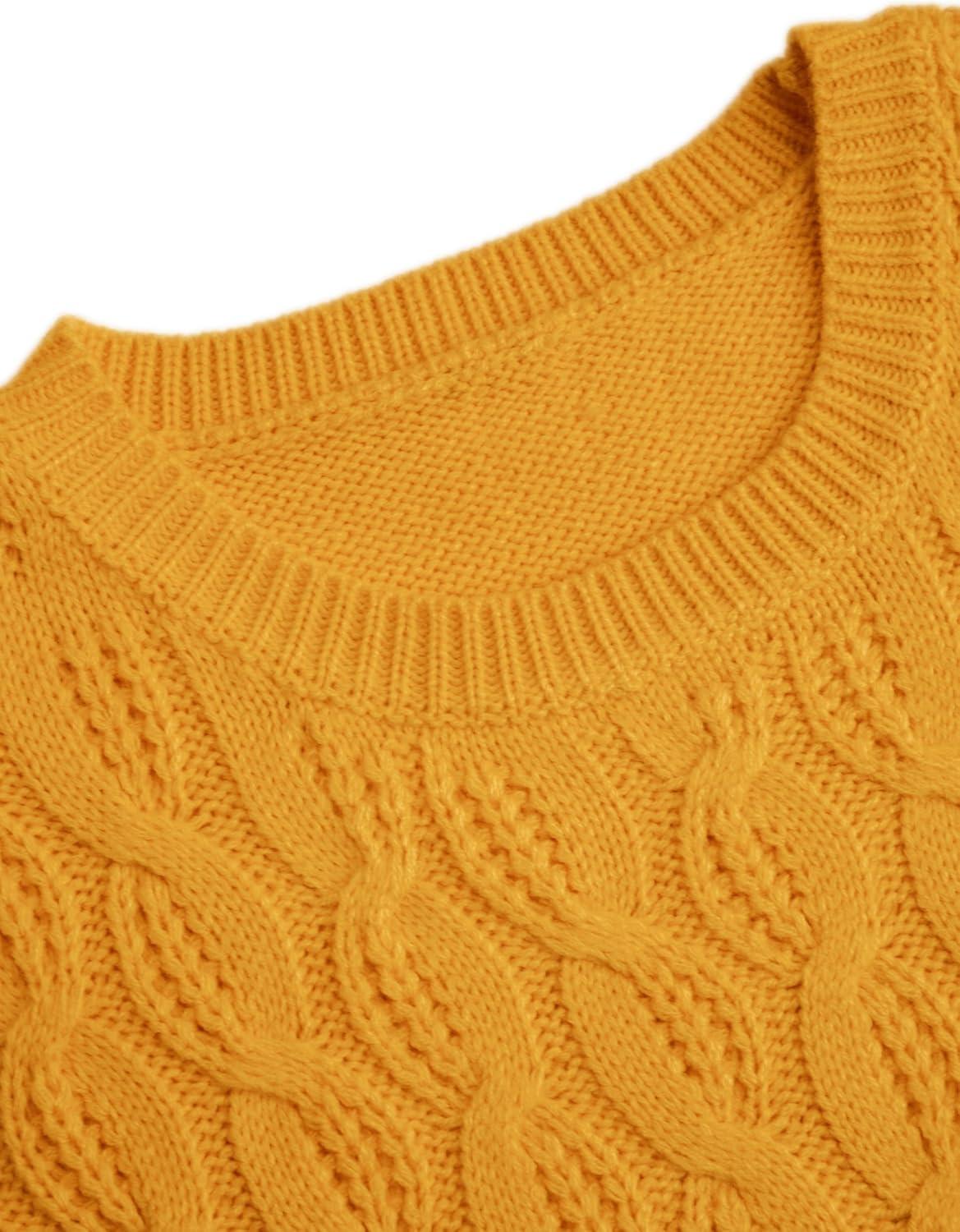 imageCIDER Round Neck Cable Knit SweaterOrange