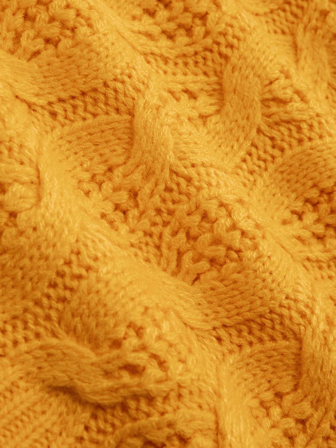 imageCIDER Round Neck Cable Knit SweaterOrange
