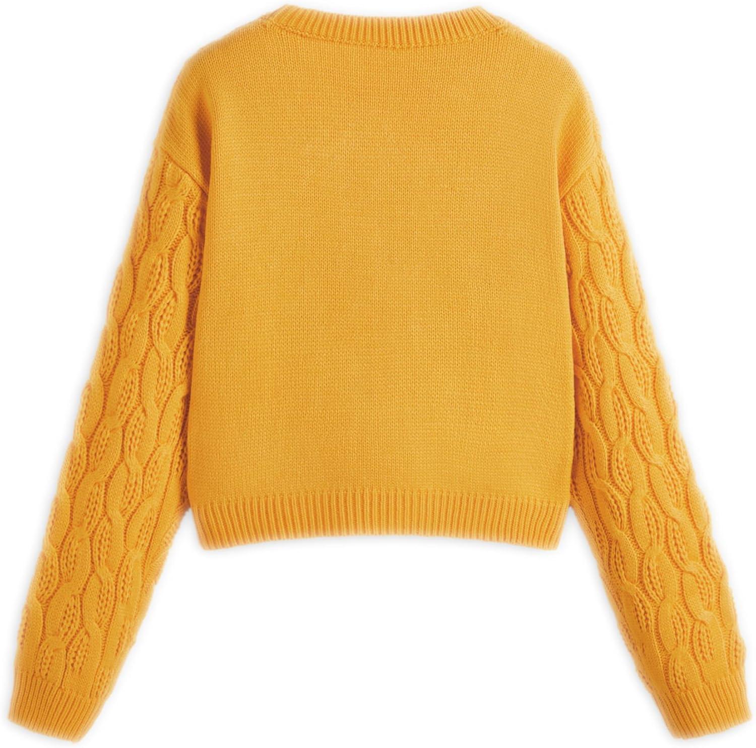 imageCIDER Round Neck Cable Knit SweaterOrange