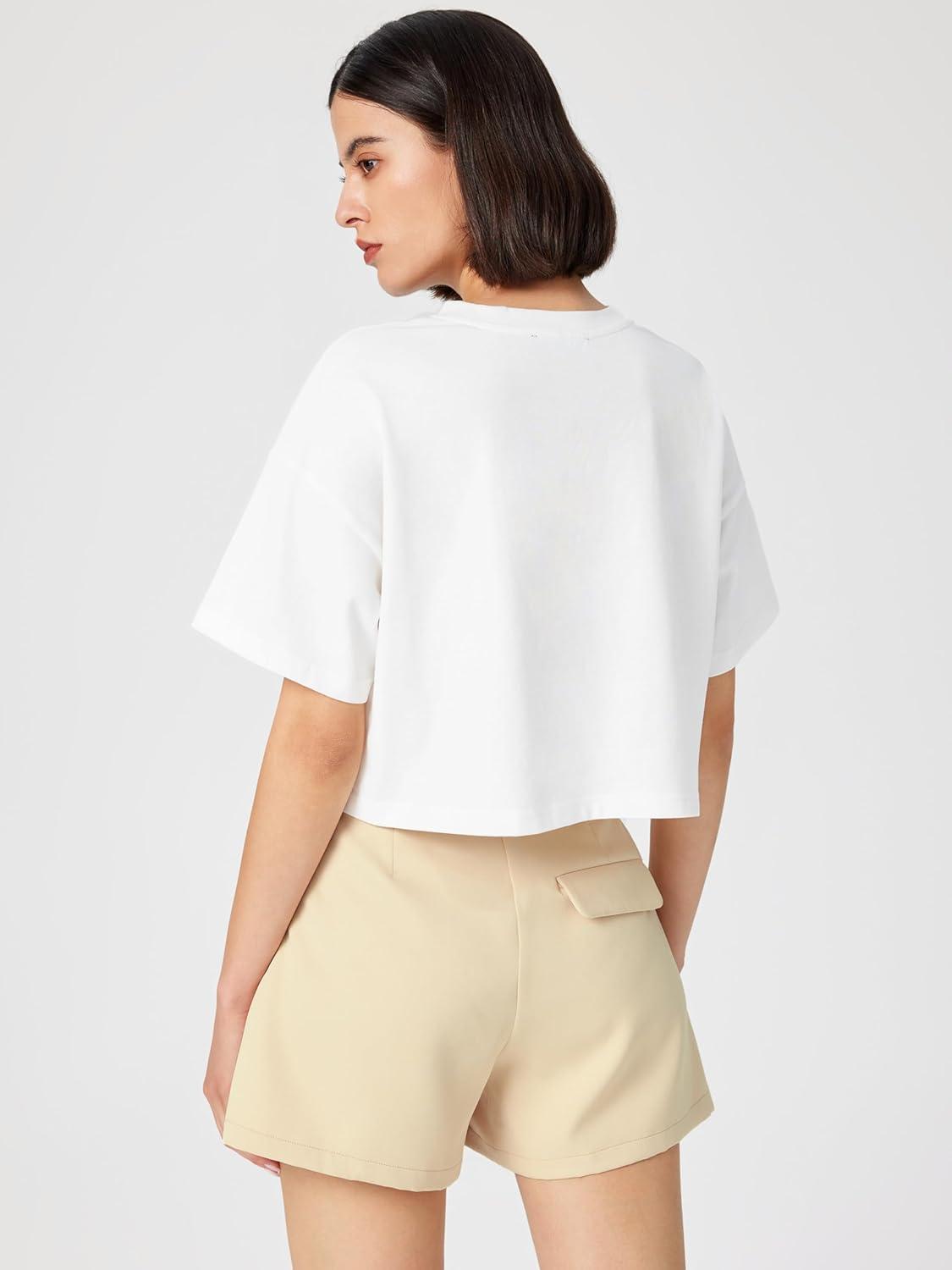 imageCIDER Round Neckline Oversized Crop TopWhite