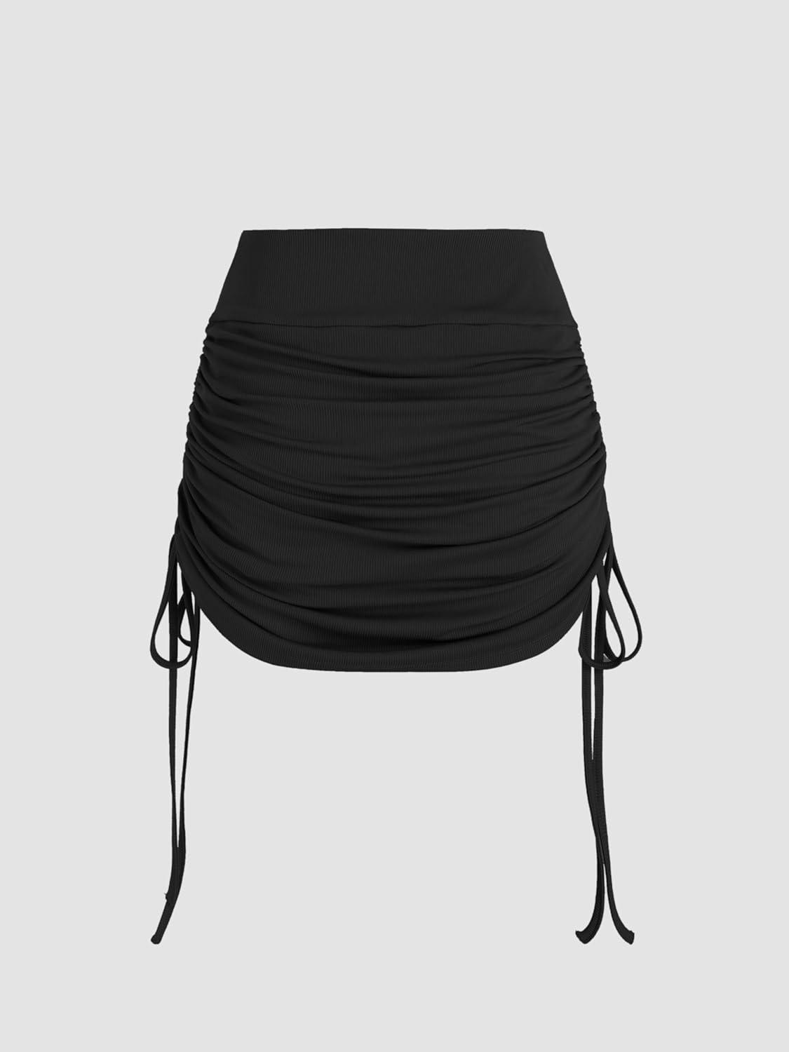 imageCIDER Ruched Drawstring Mini SkortBlack