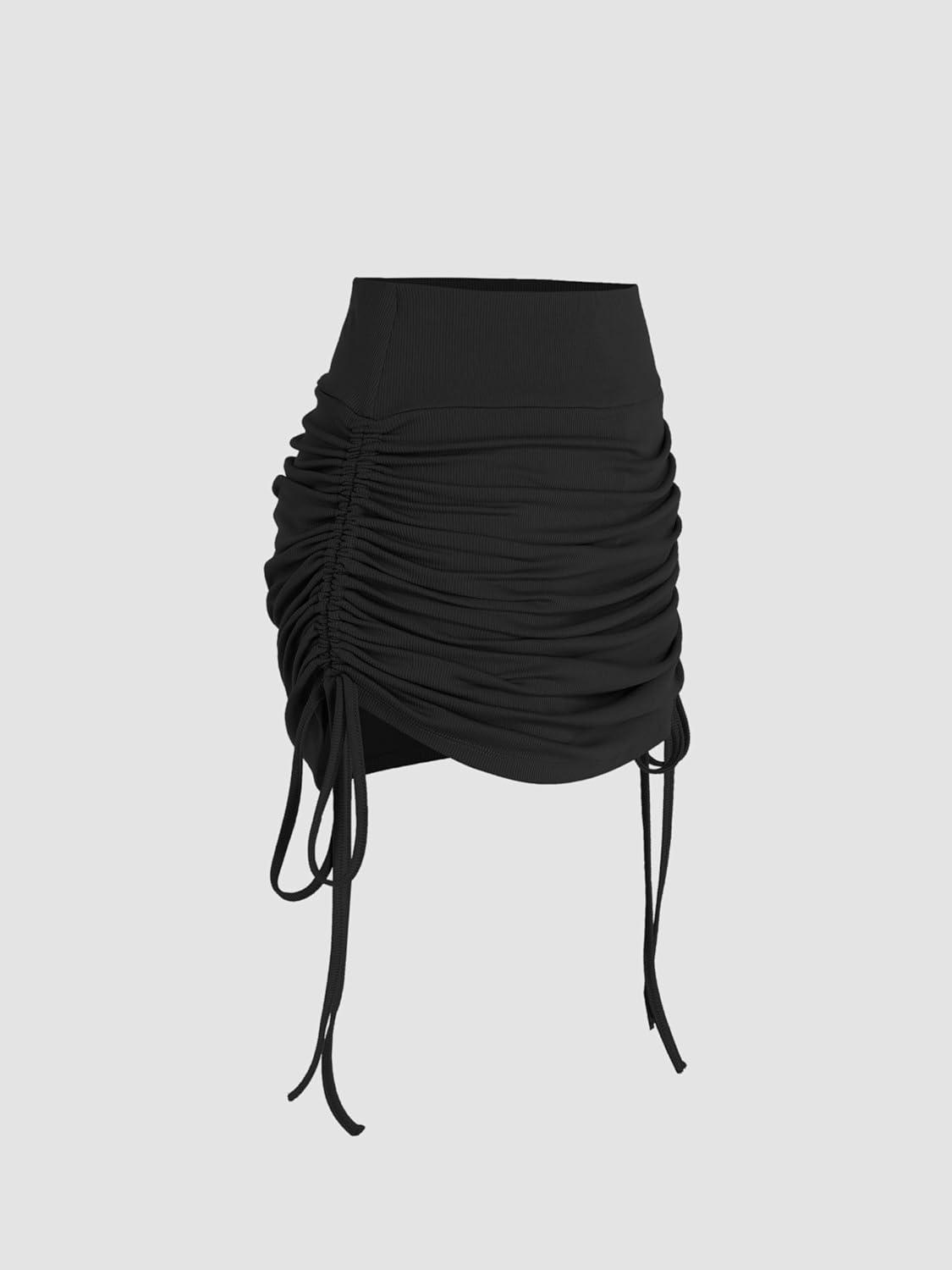 imageCIDER Ruched Drawstring Mini SkortBlack