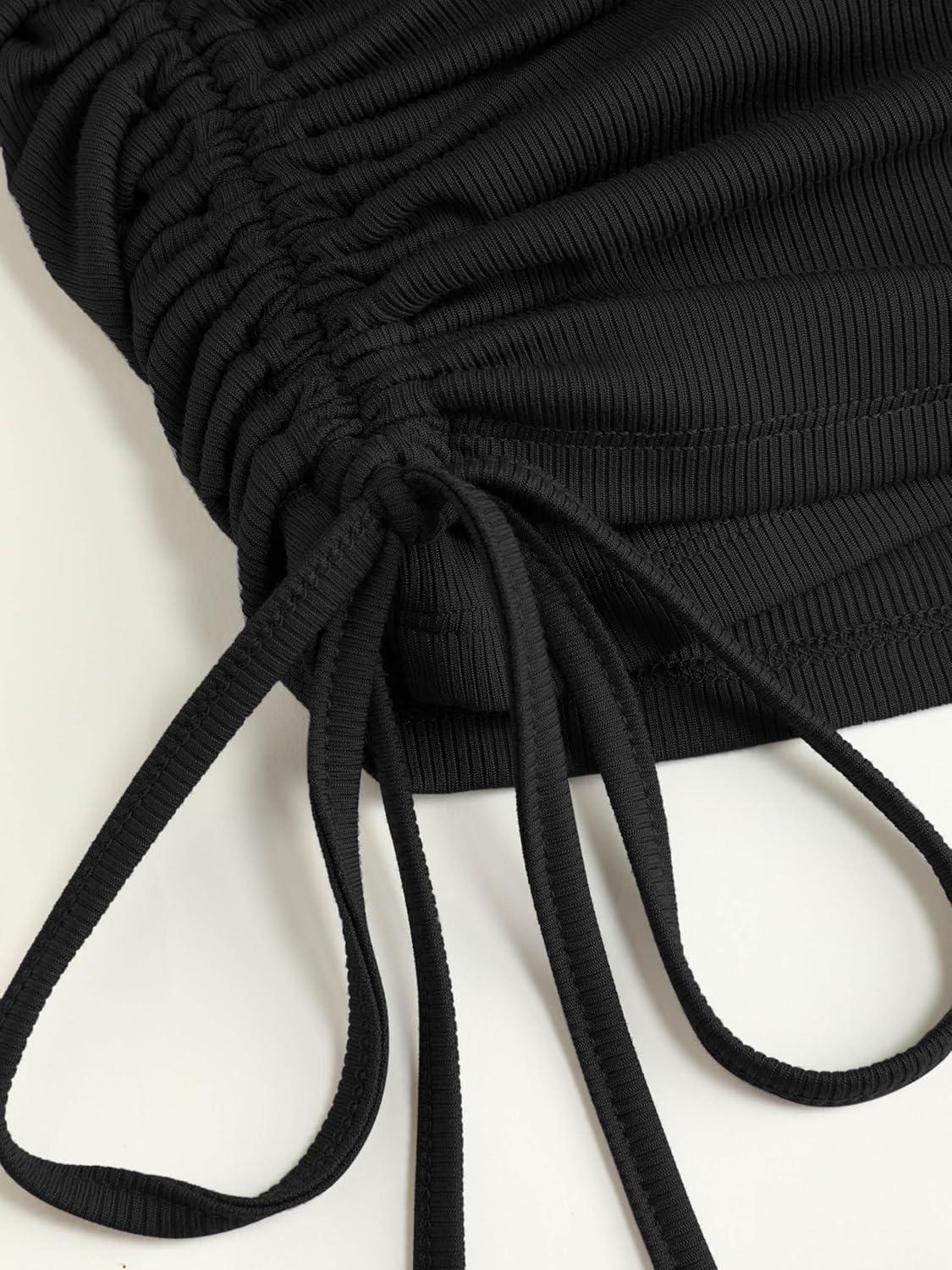 imageCIDER Ruched Drawstring Mini SkortBlack