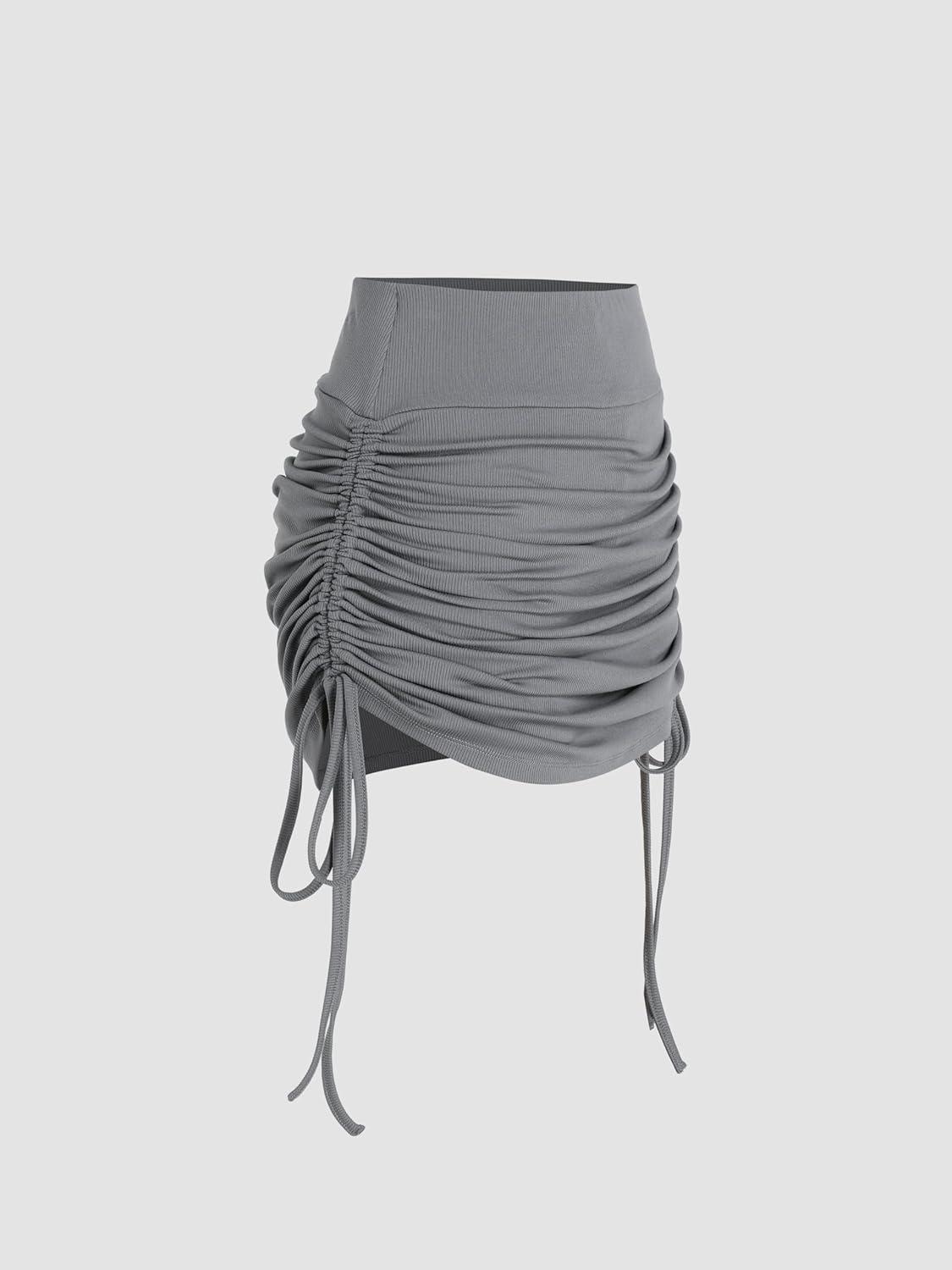 imageCIDER Ruched Drawstring Mini SkortGrey