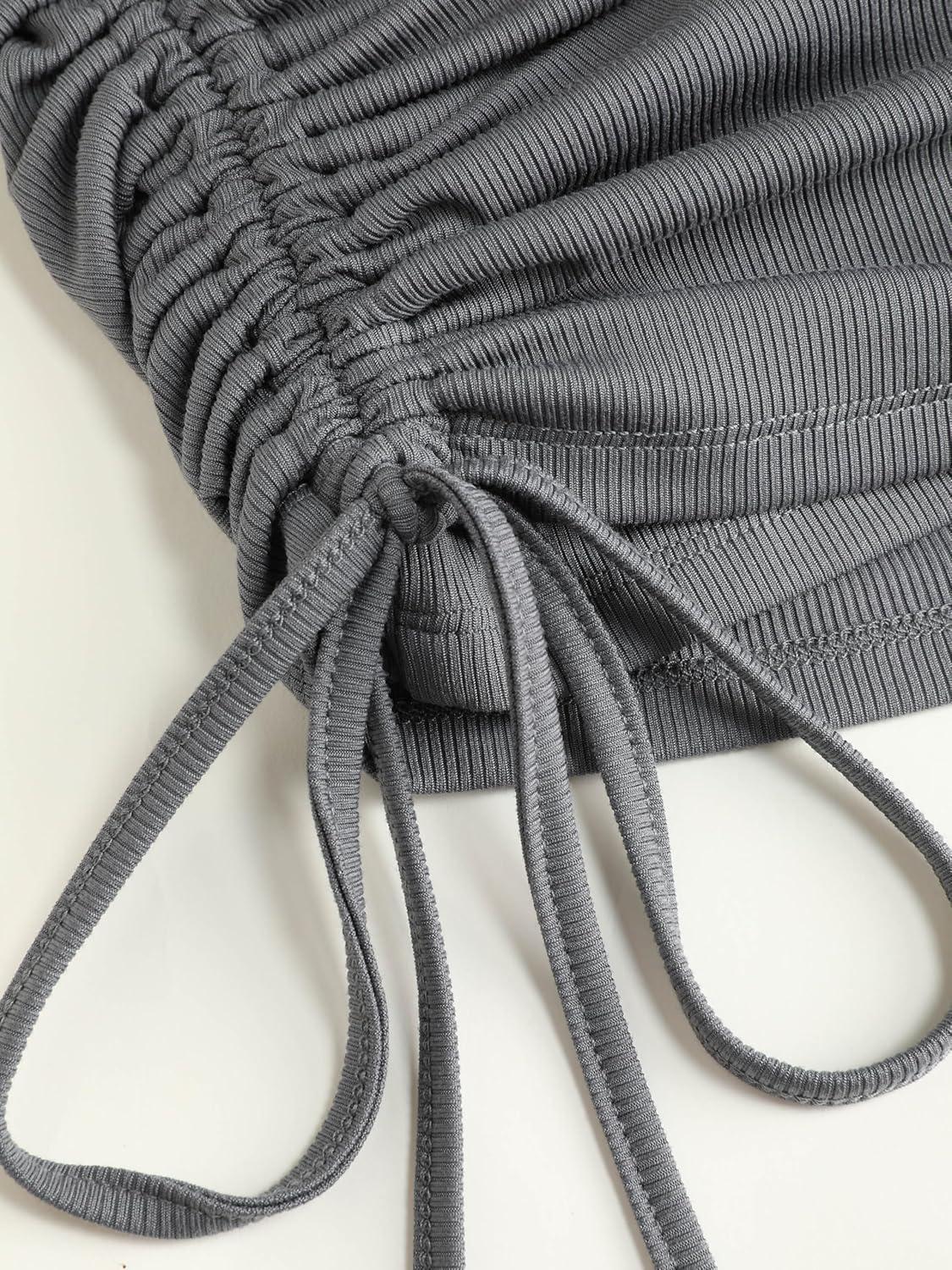 imageCIDER Ruched Drawstring Mini SkortGrey