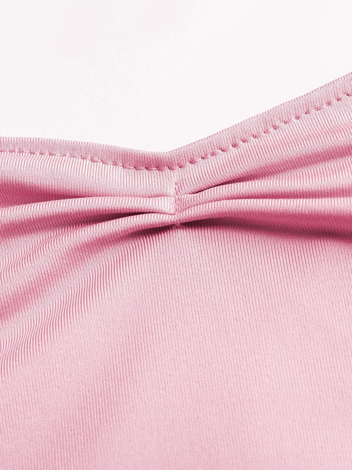 imageCIDER Ruched Lettuce Trim Bowknot Crop Cami TopPink