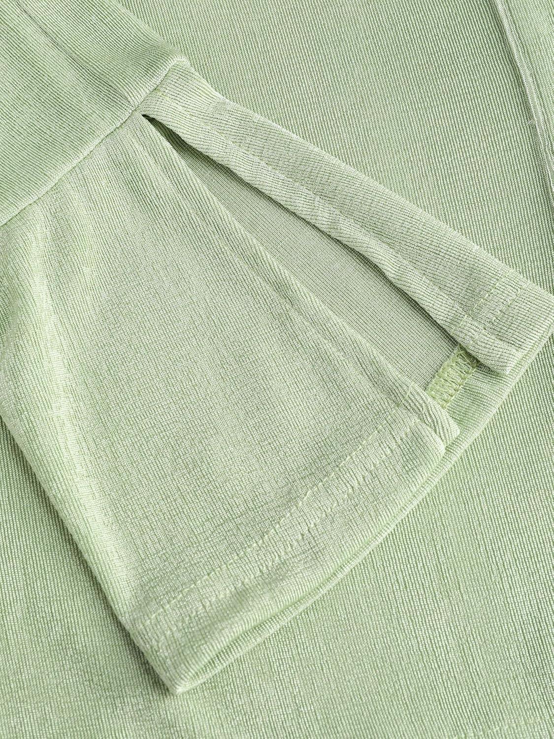 imageCIDER Solid Collar Button Up Bell Sleeve BlouseGreen