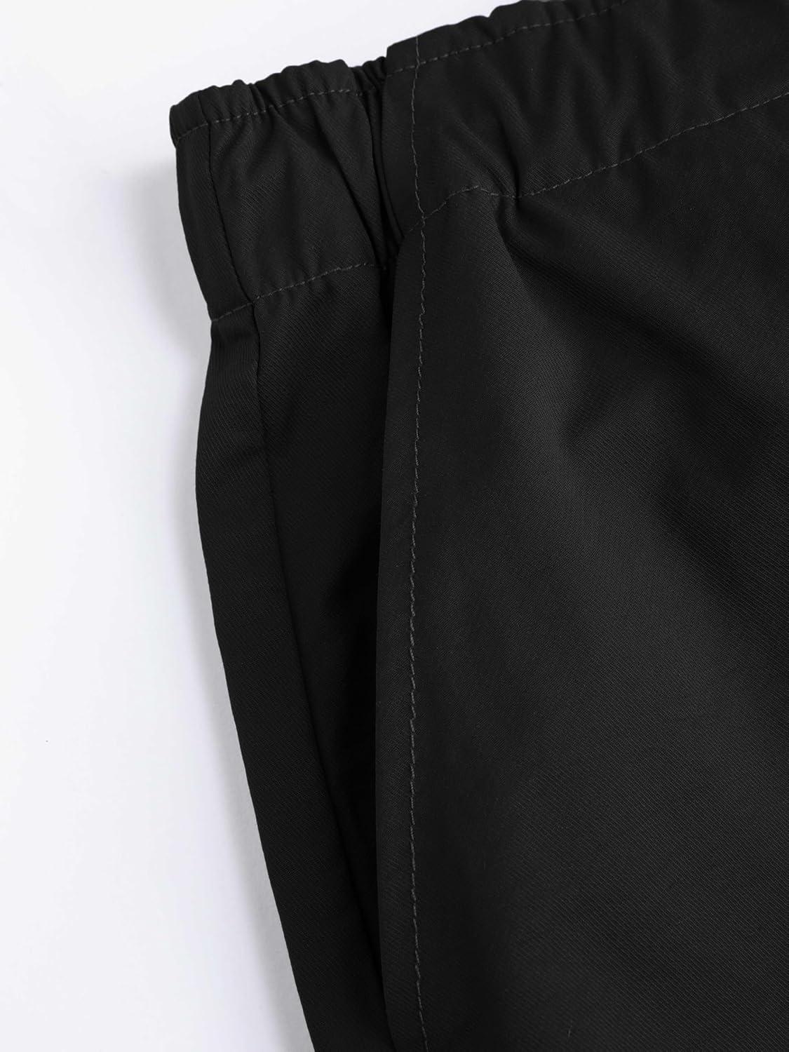 imageCIDER Solid Drawstring Mid Waist Parachute Pants Black XS