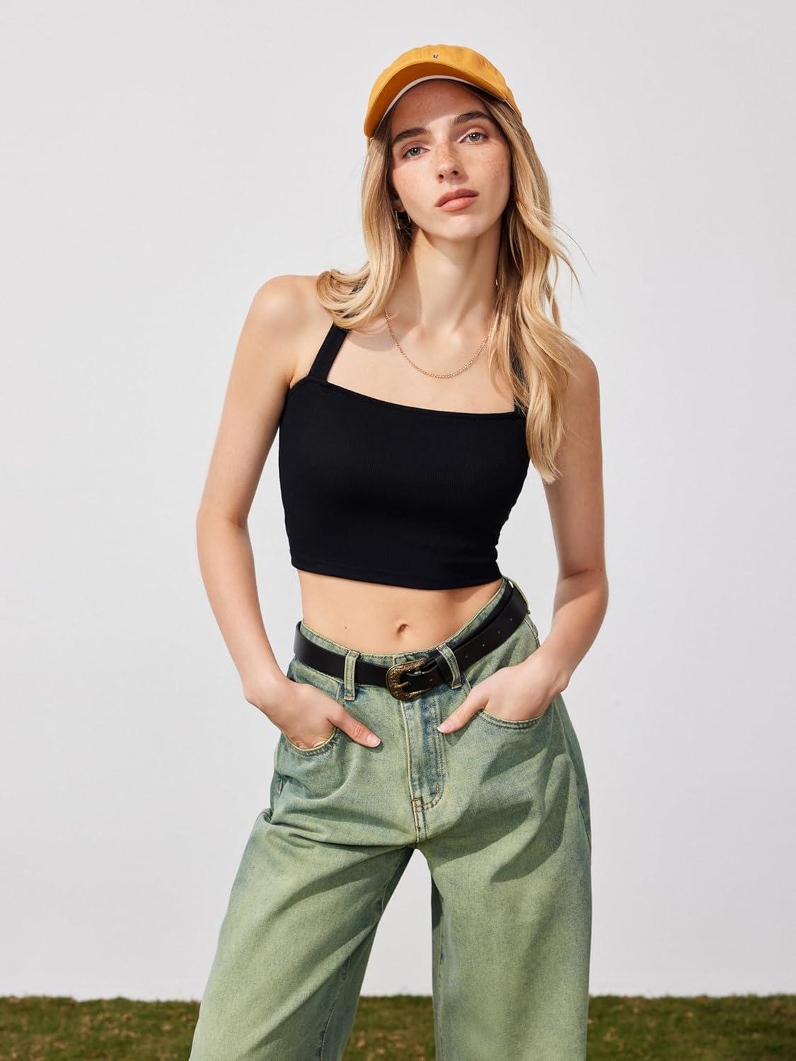 imageCIDER Solid Halter Knotted Cami Crop TopBlack