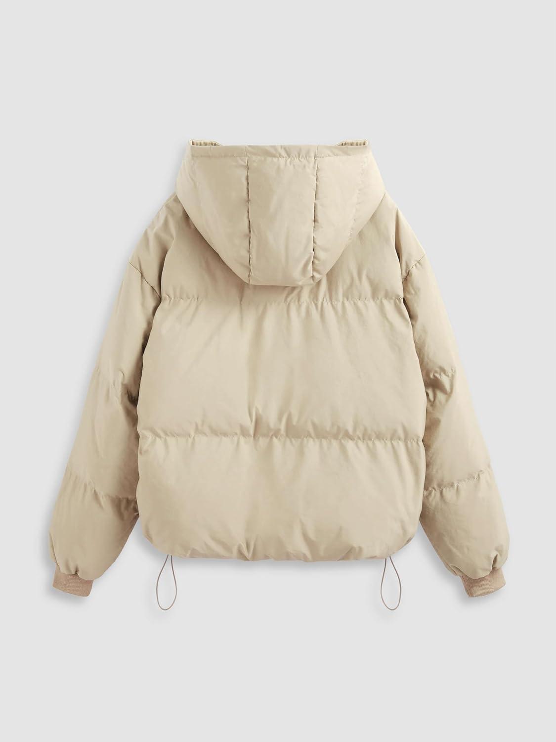 imageCIDER Solid Hooded Puffer CoatBeige