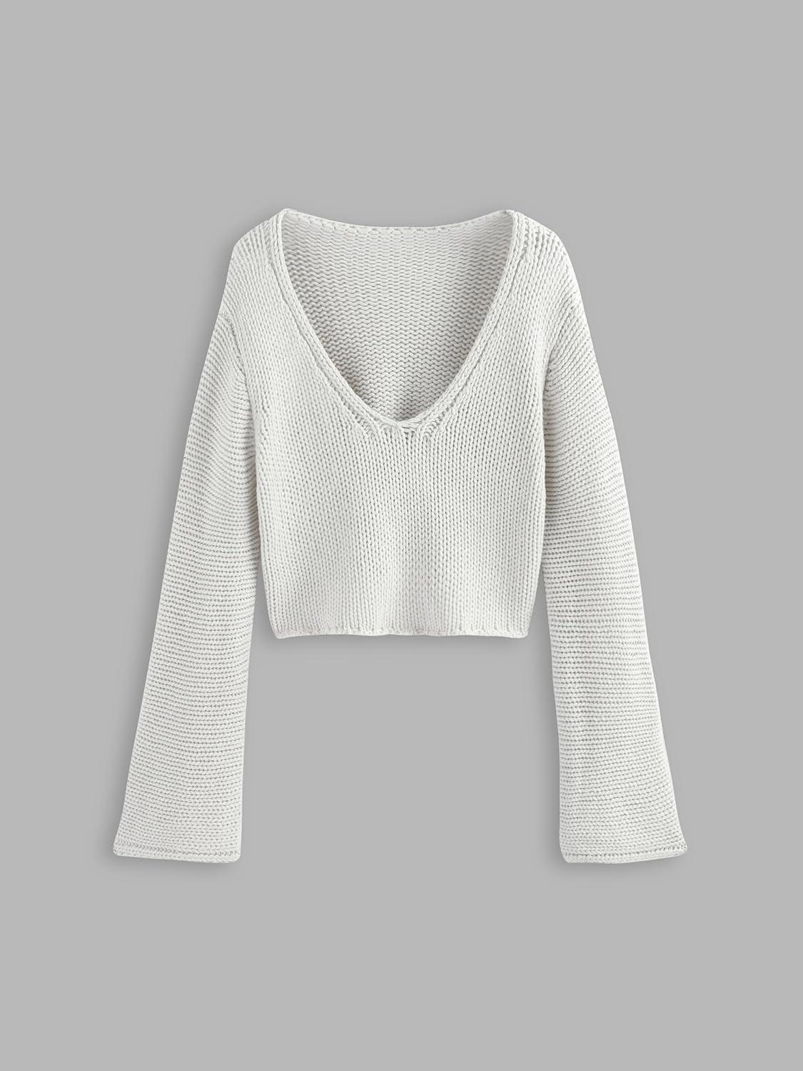 imageCIDER Solid Knitted Long Sleeve Crop TopBeige