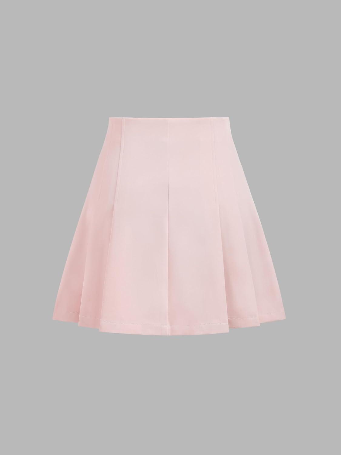imageCIDER Solid Mid Waist Pleated Mini SkirtPink