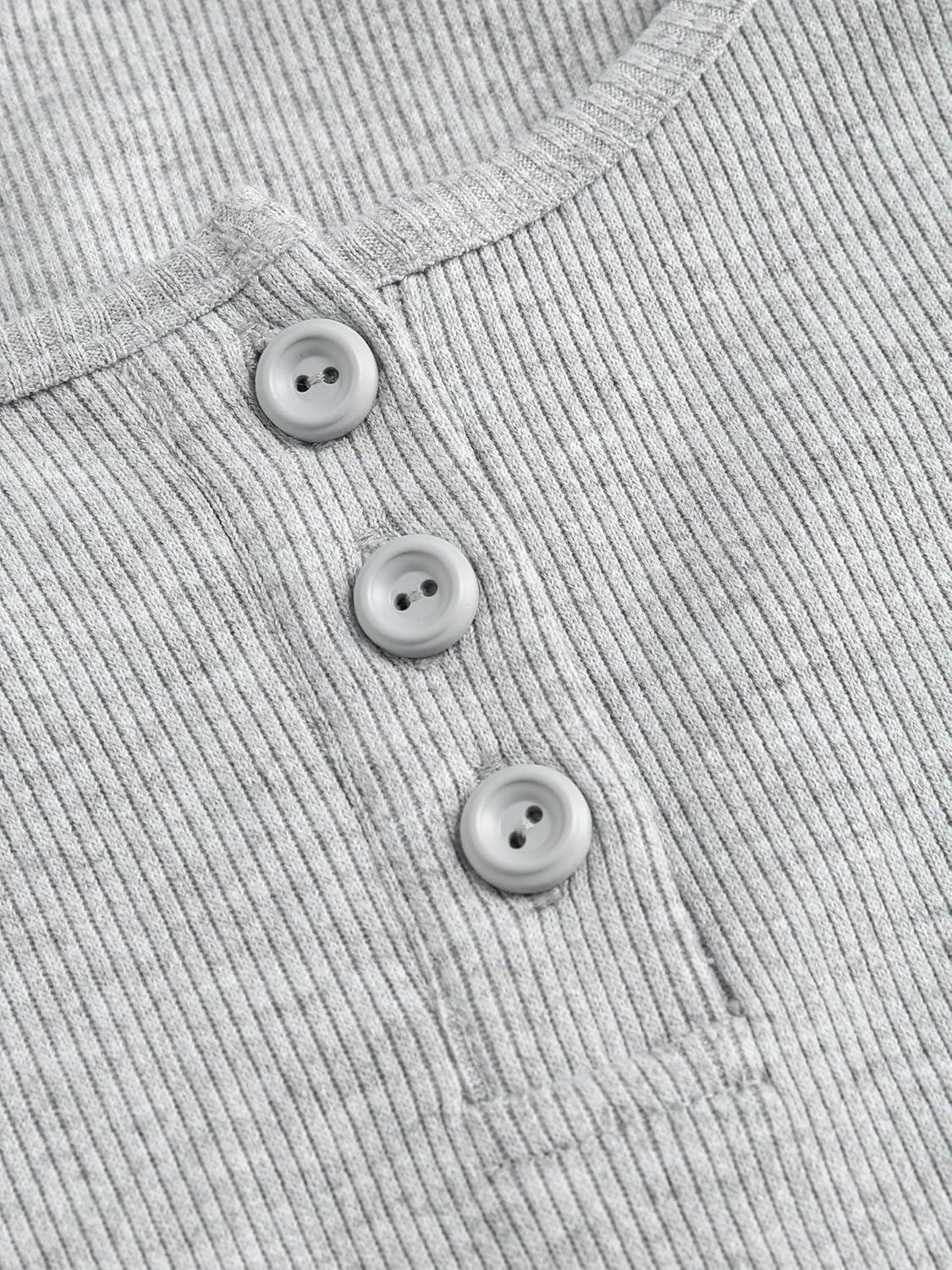 imageCIDER Solid Rib Button Up Tank Crop TopLight Grey