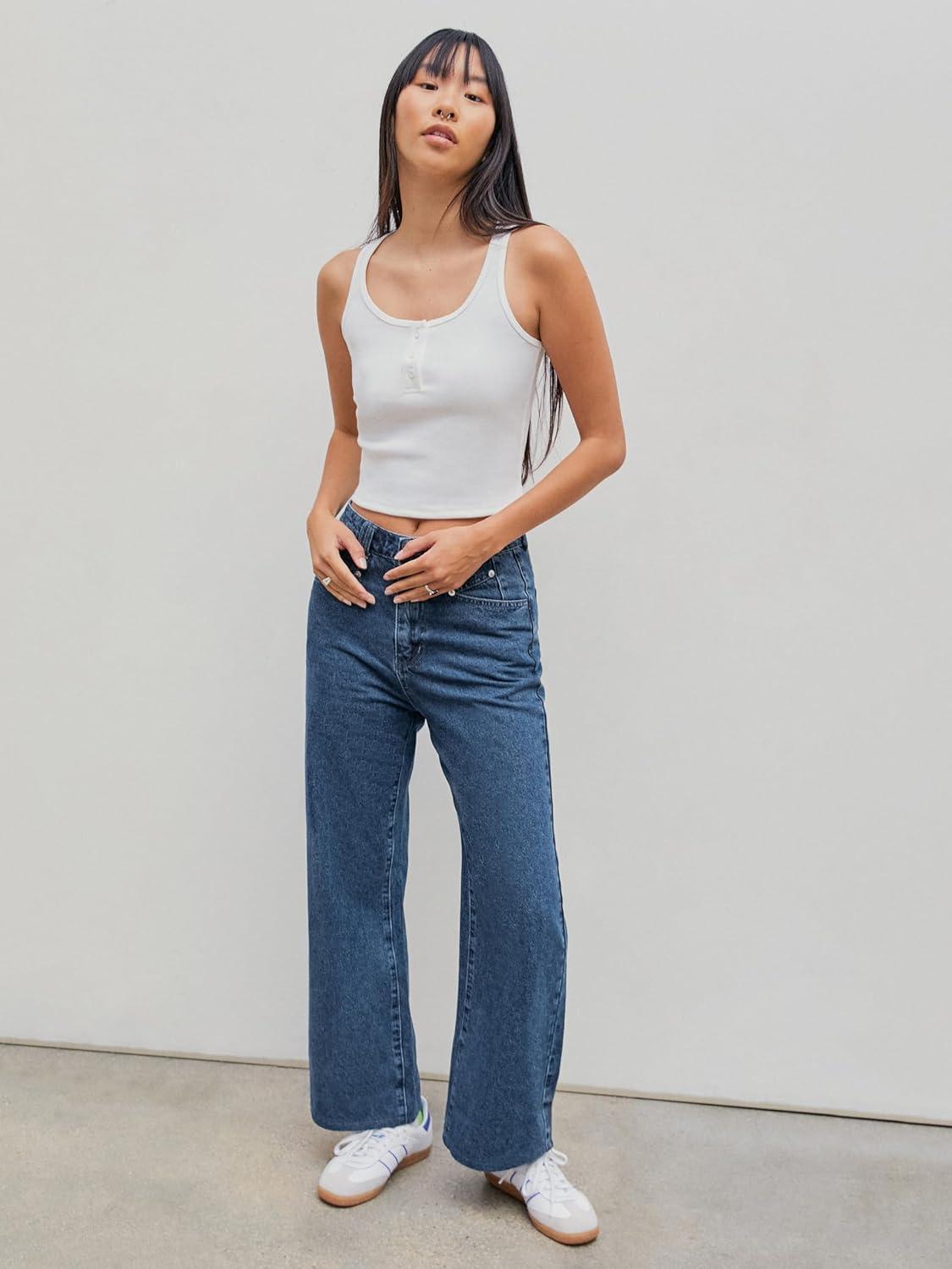 imageCIDER Solid Rib Button Up Tank Crop TopWhite