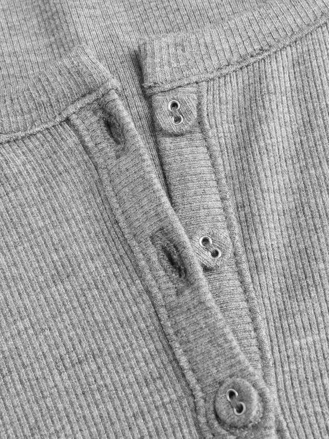 imageCIDER Solid Square Neck Button Up Crop TopGrey