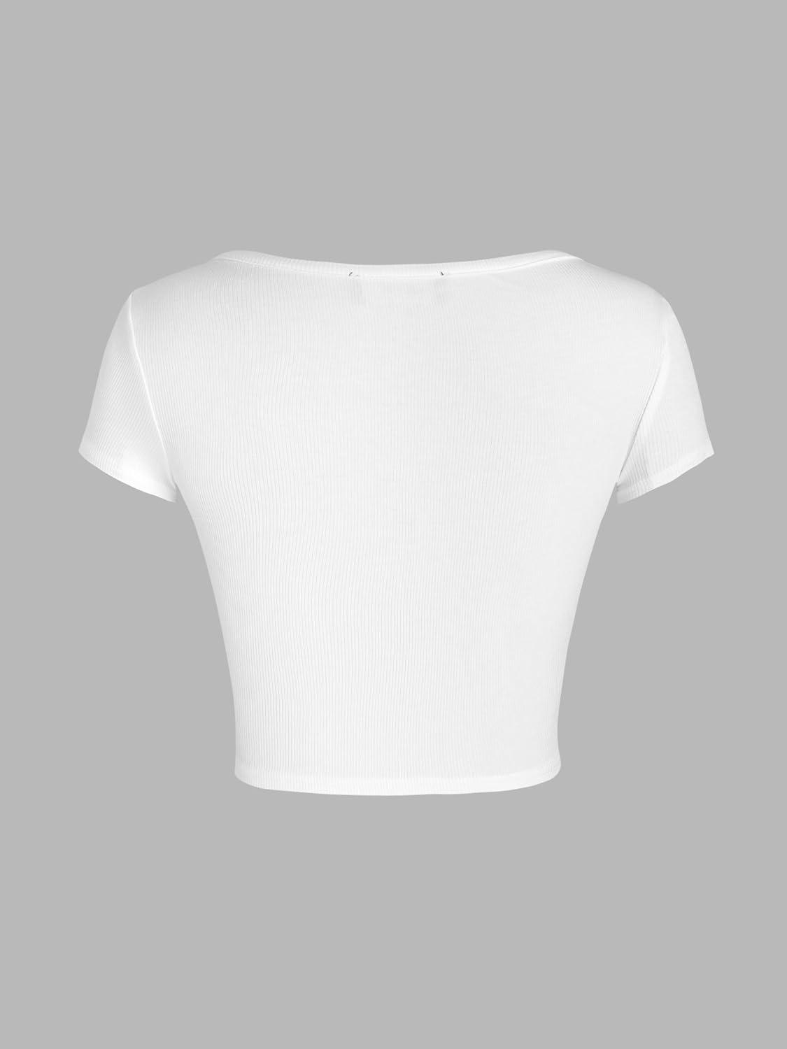 imageCIDER Solid Square Neck Button Up Crop TopWhite