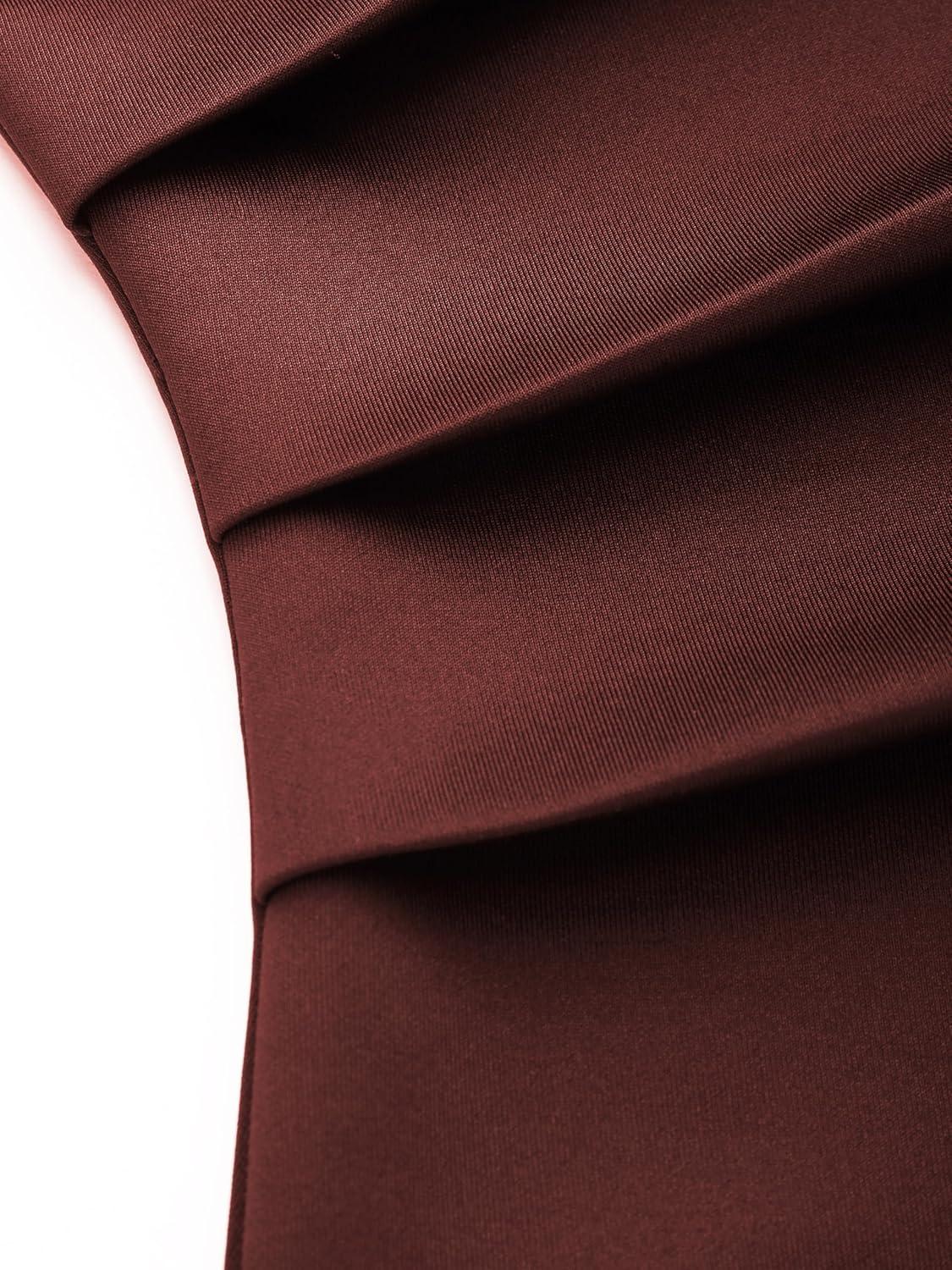 imageCIDER Turtleneck Sleeveless Ruched Mini DressBrown