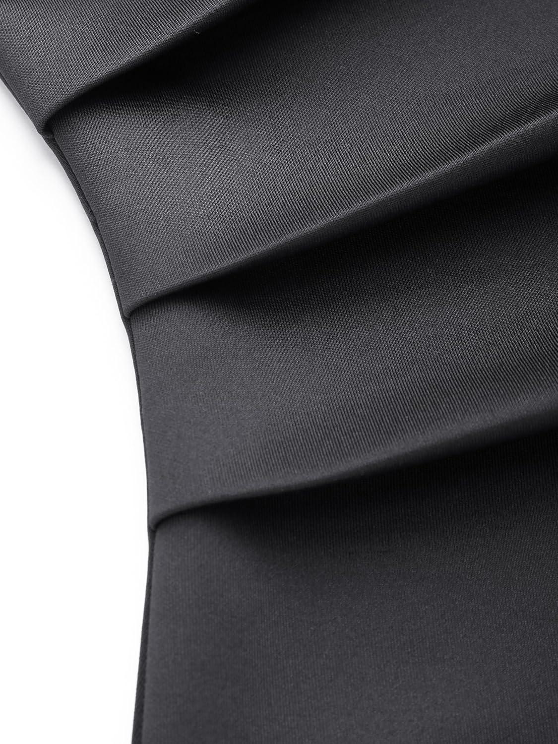 imageCIDER Turtleneck Sleeveless Ruched Mini DressDark Grey