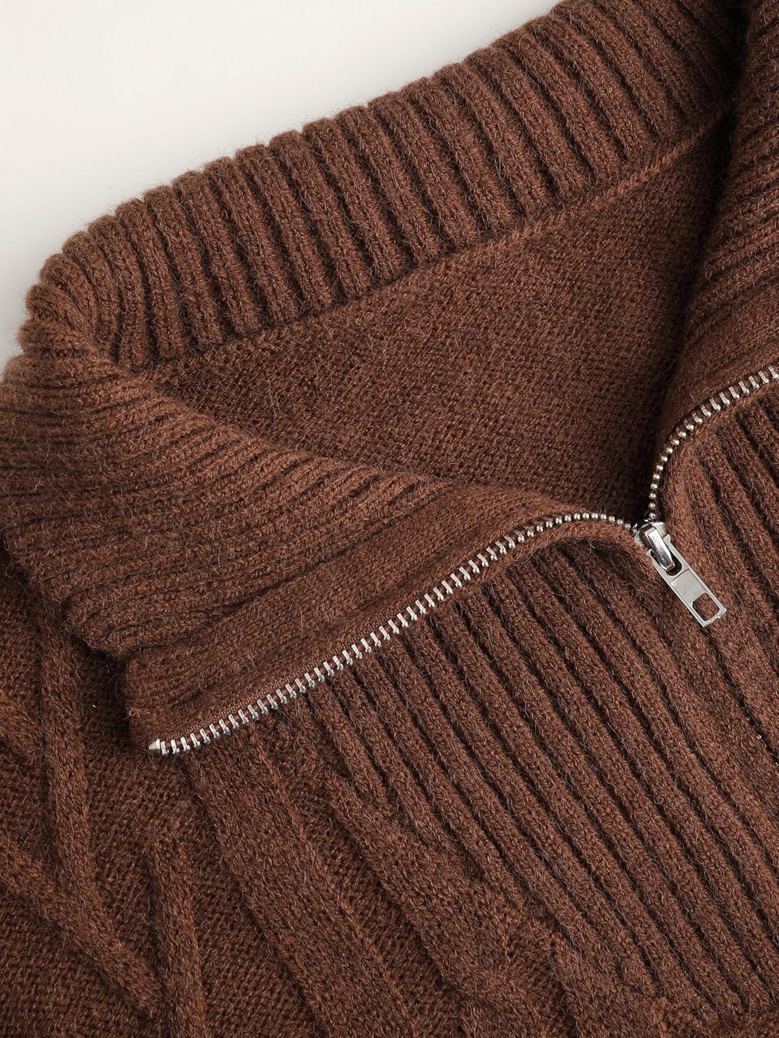 imageCIDER Weave Knit Zipped SweatshirtBrown