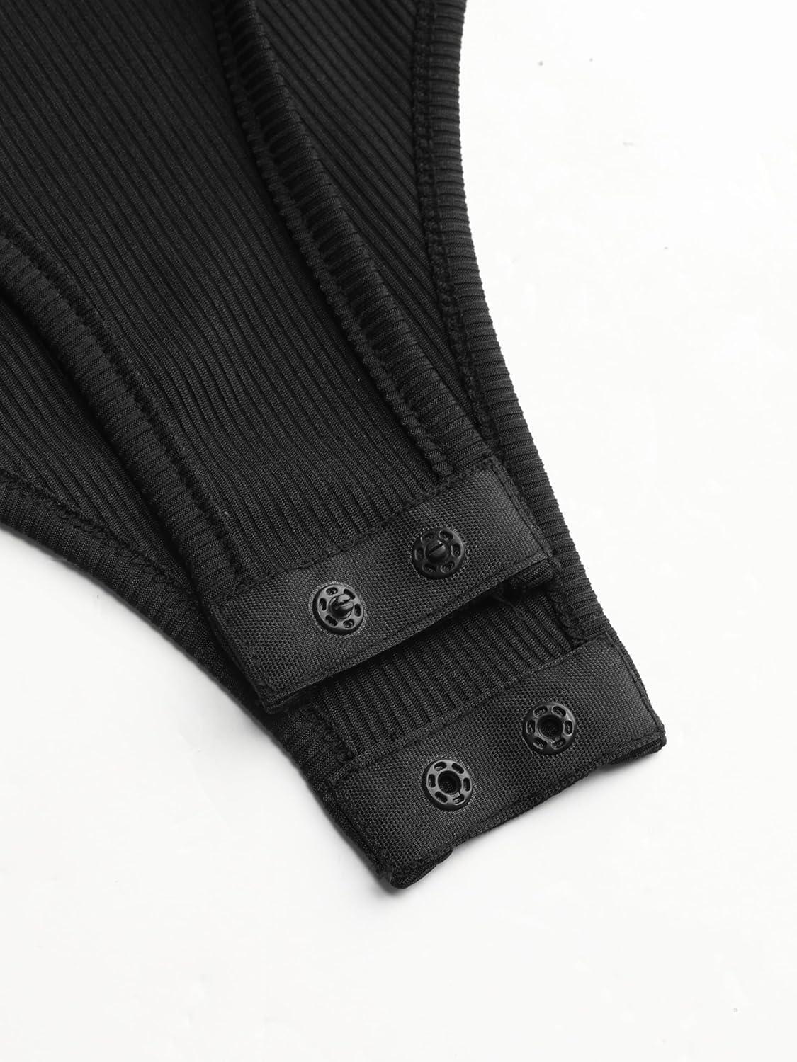 imageCIDER Womens French Riviera Vacation Sleeveless Asymmetrical Neck Solid BodysuitBlack