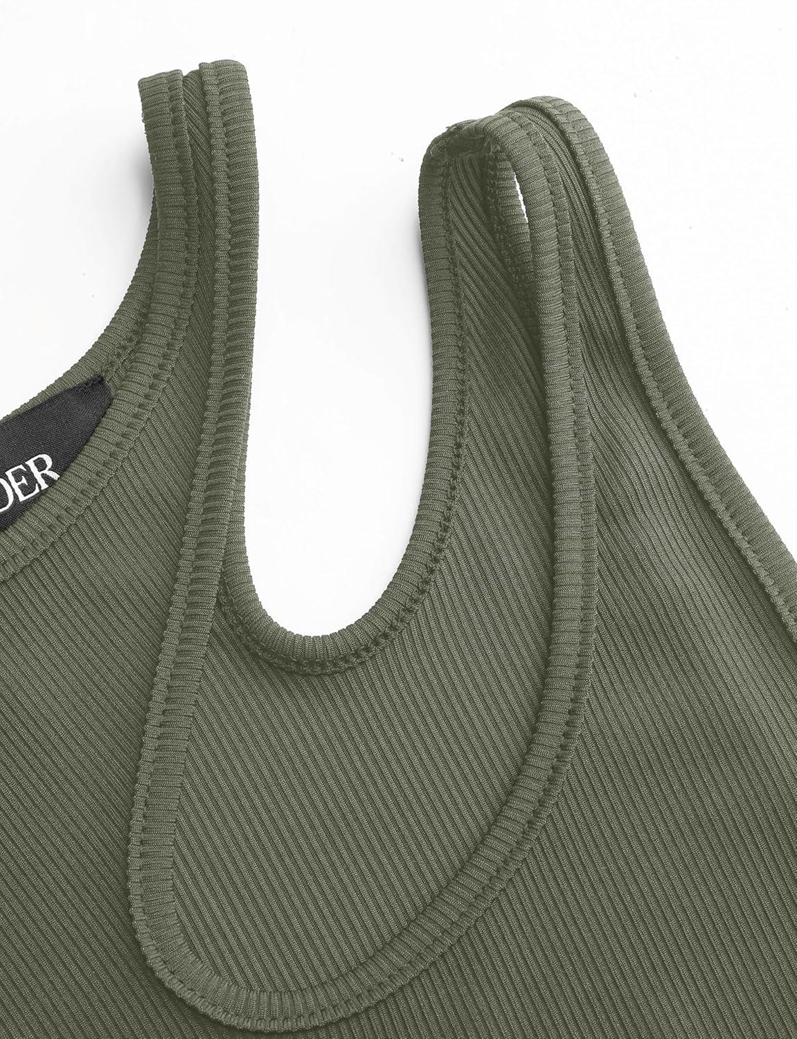 imageCIDER Womens French Riviera Vacation Sleeveless Asymmetrical Neck Solid BodysuitGreen