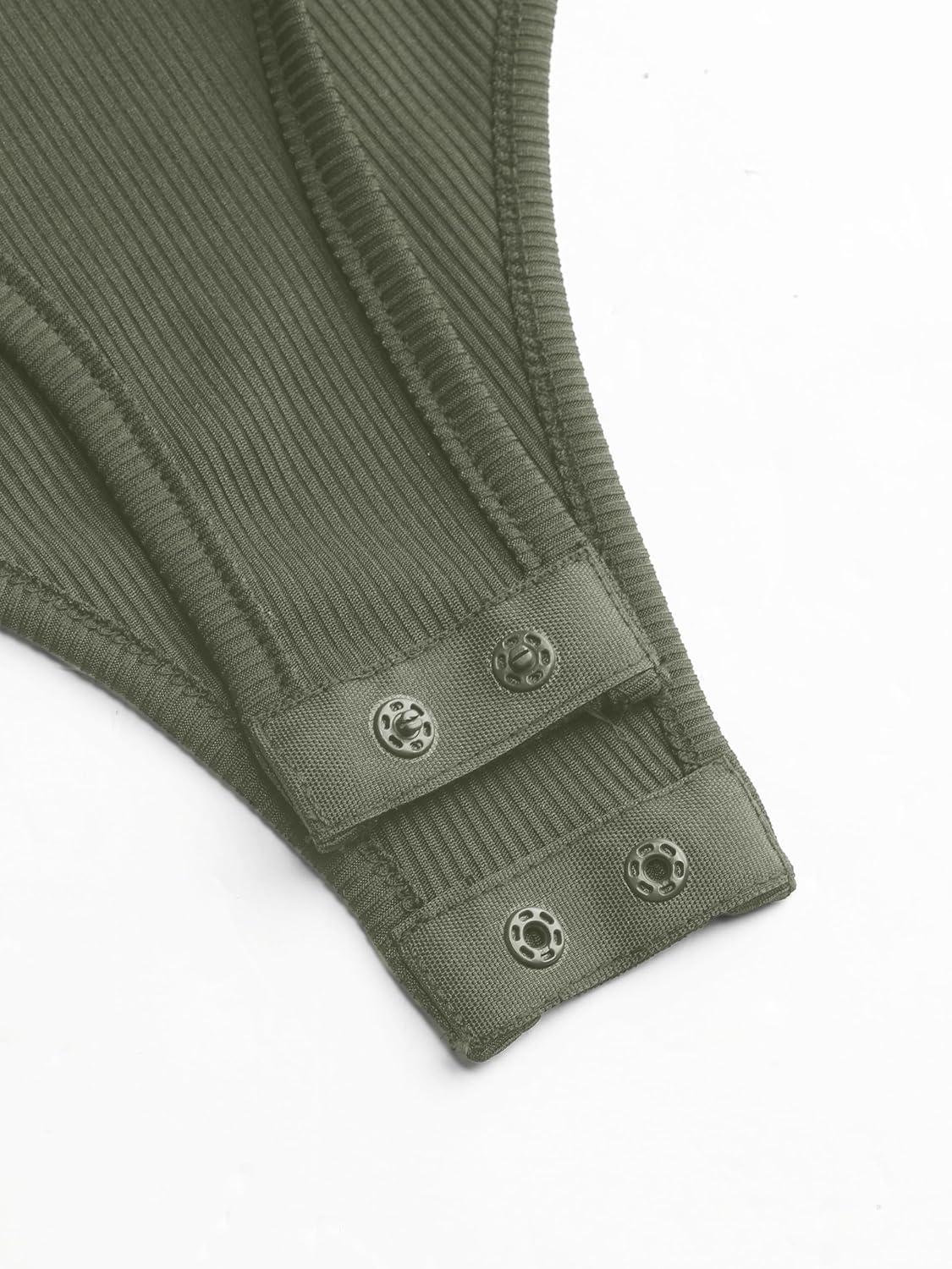 imageCIDER Womens French Riviera Vacation Sleeveless Asymmetrical Neck Solid BodysuitGreen