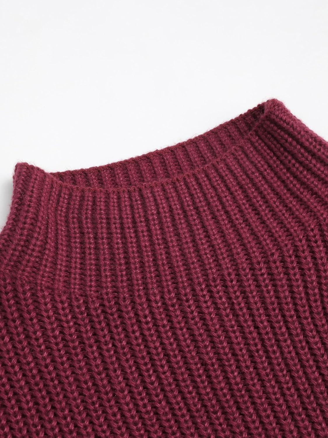 imageCIDER Womens Mock Neck Sleeveless Sweater Tops Cap Sleeve Sweater Vests Tank TopsCarmine