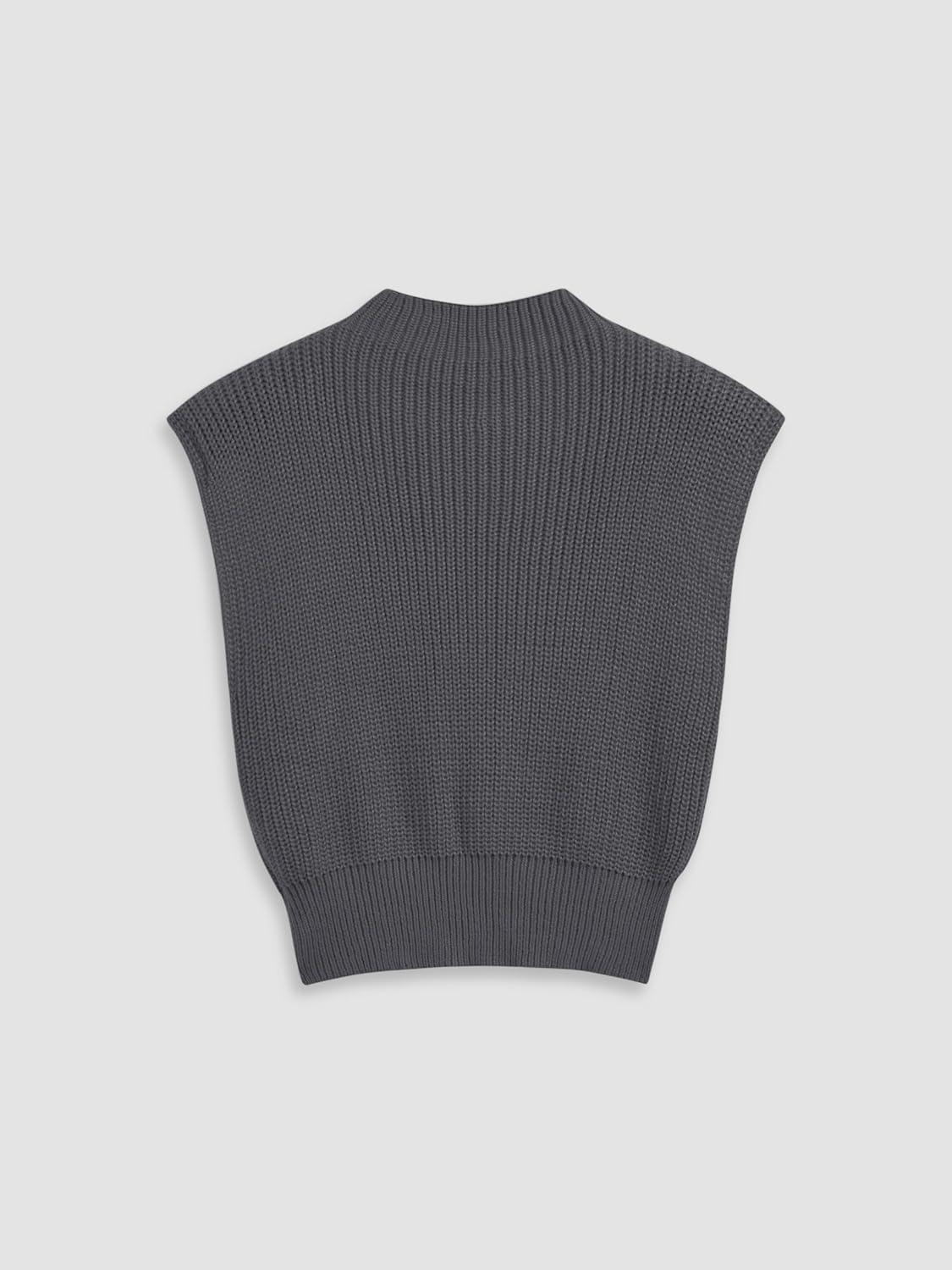 imageCIDER Womens Mock Neck Sleeveless Sweater Tops Cap Sleeve Sweater Vests Tank TopsGrey