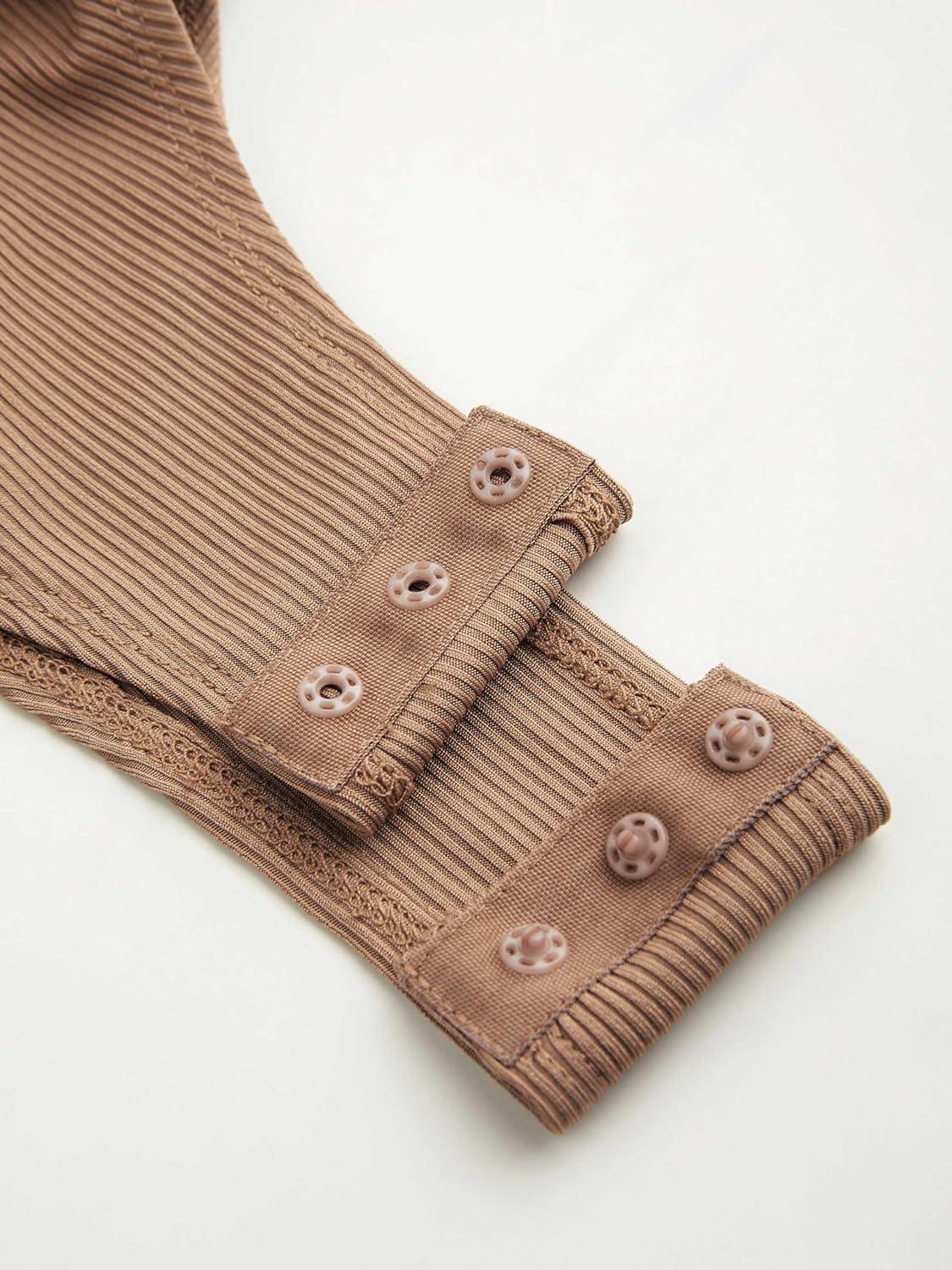 imageCIDER Womens Uneck Solid Lace BodysuitCoffee