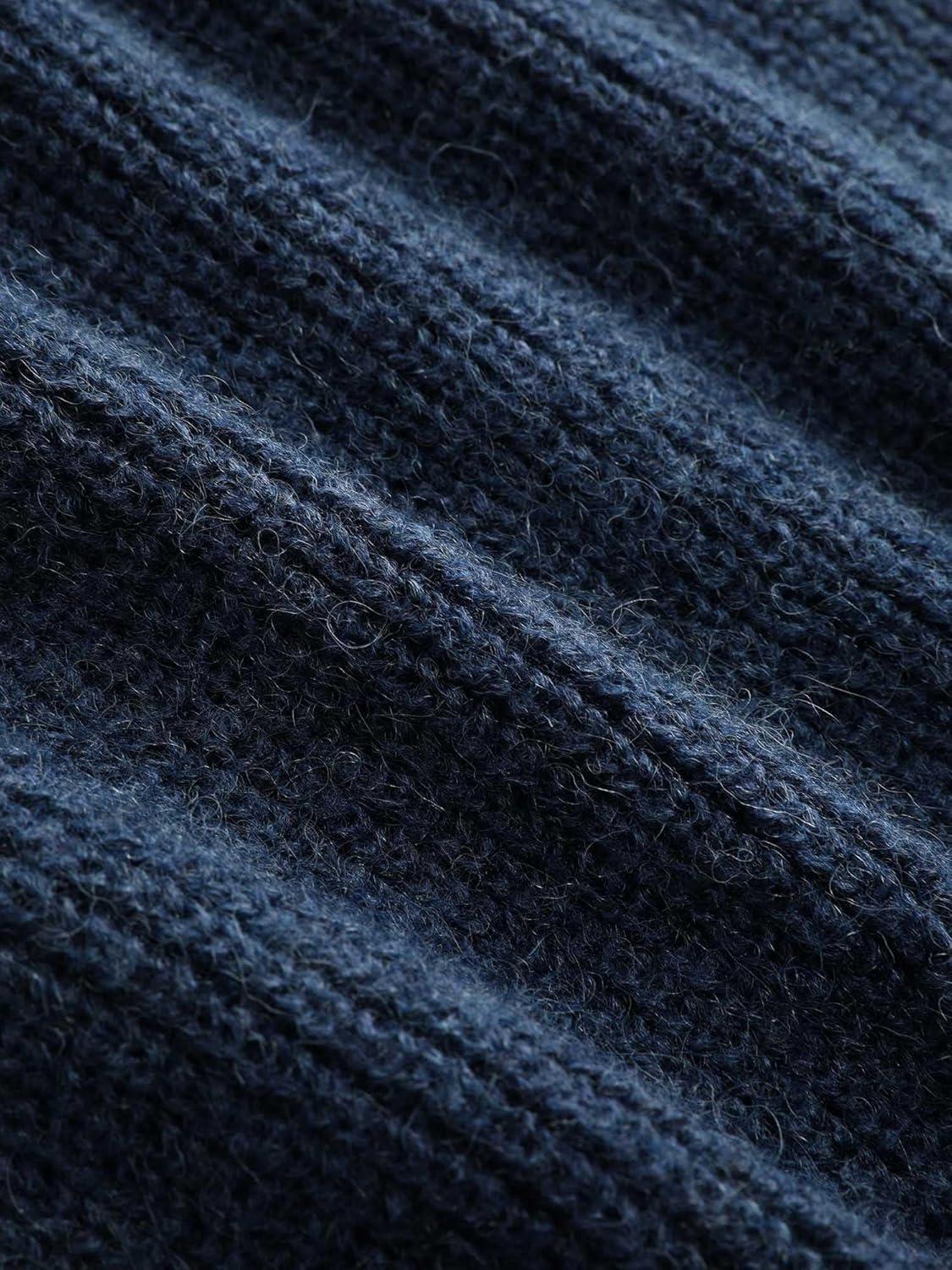imageCIDER WoolBlend Knit Round Neckline Button CardiganNavy Blue