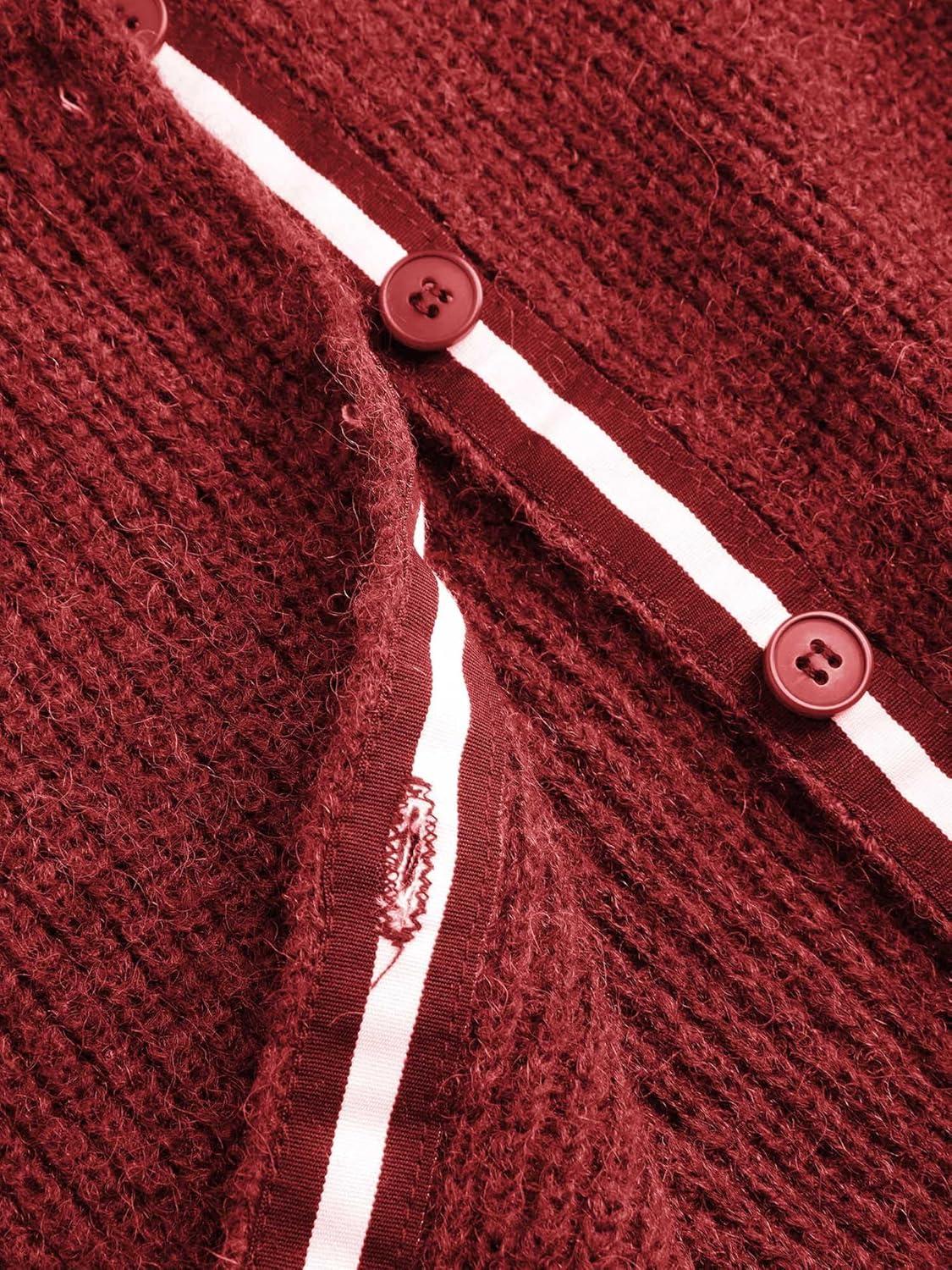imageCIDER WoolBlend Knit Round Neckline Button CardiganRed