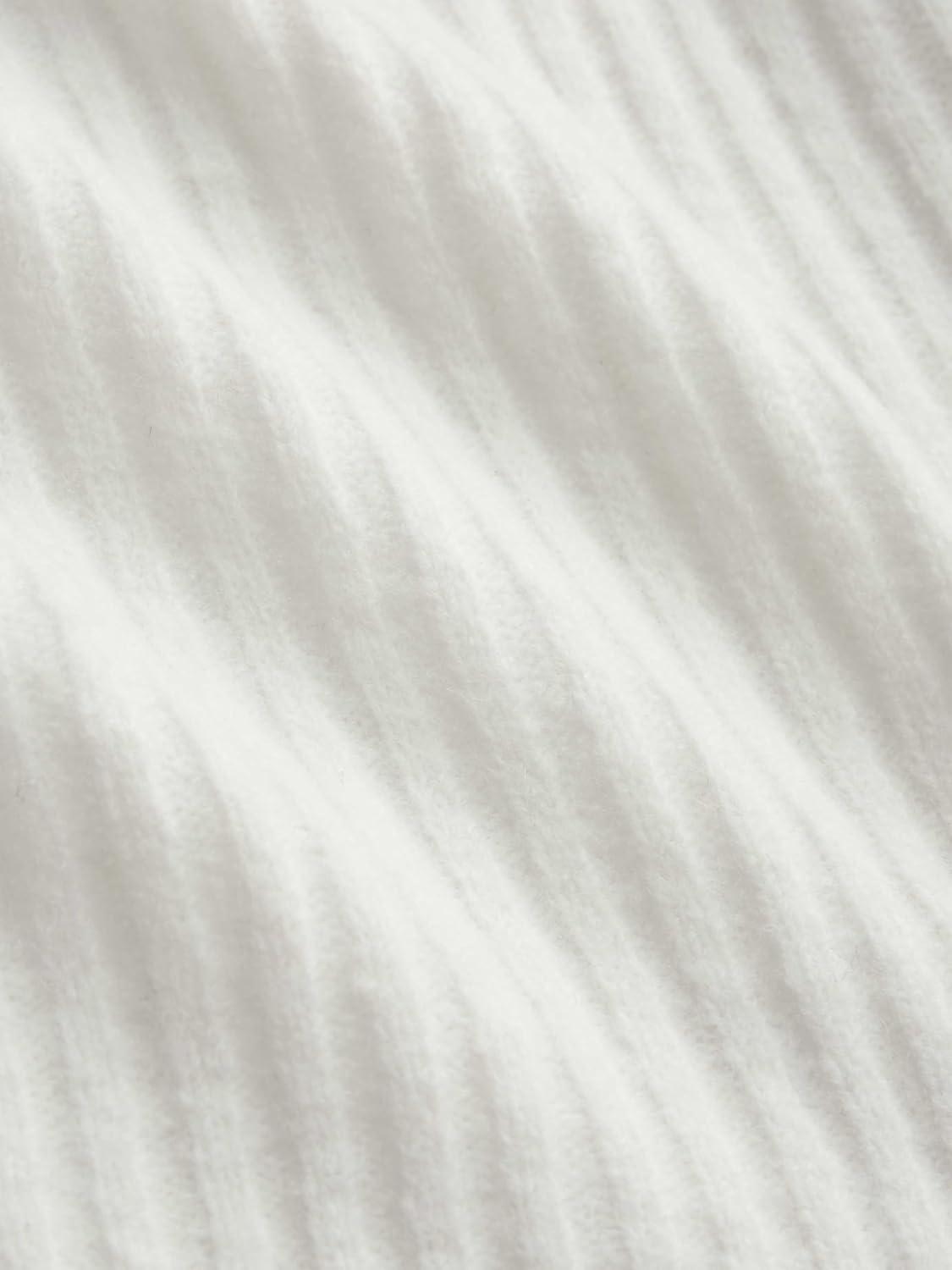 imageCIDER WoolBlend Knit Zipper Long Sleeve Collared TopWhite