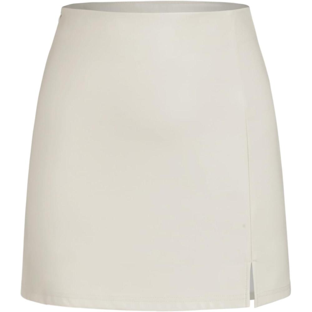 imageCIDER Faux Leather Solid Split Mini SkirtCream