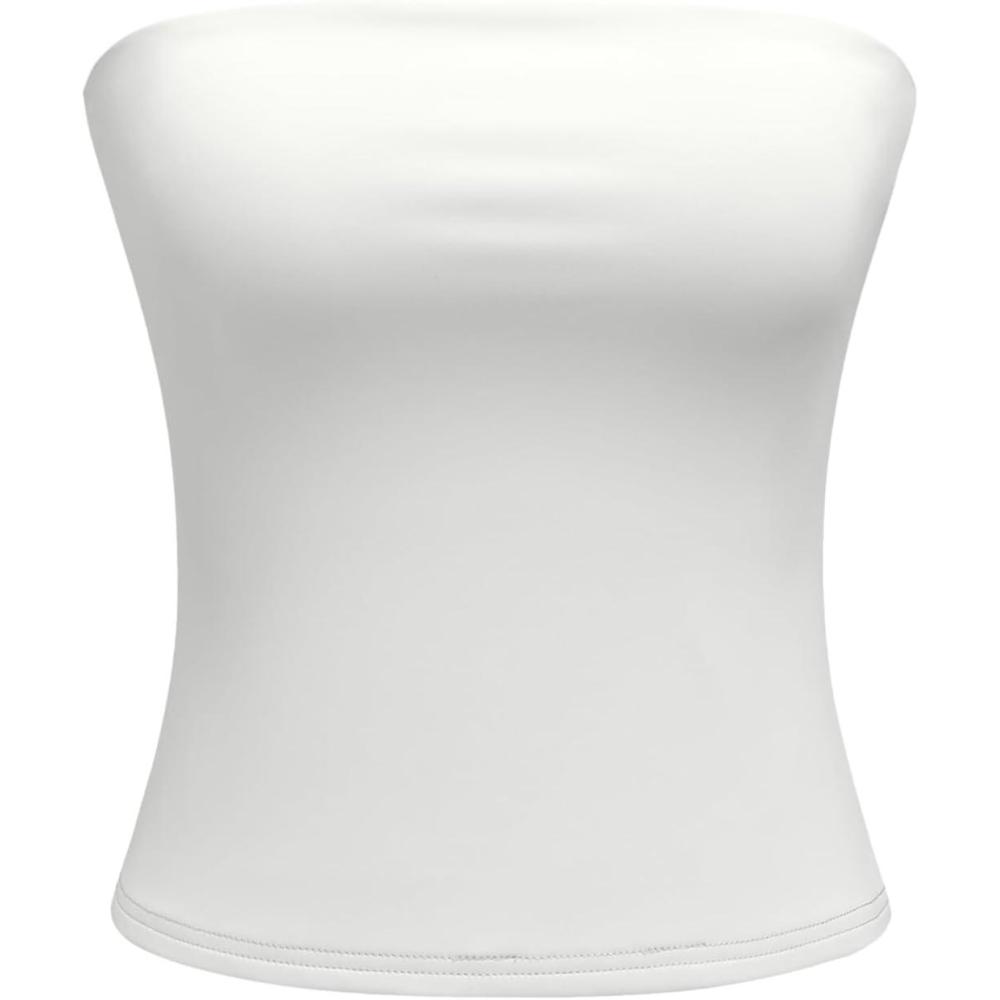 imageCIDER High Stretch Double Layered Strapless Solid Tube TopWhite