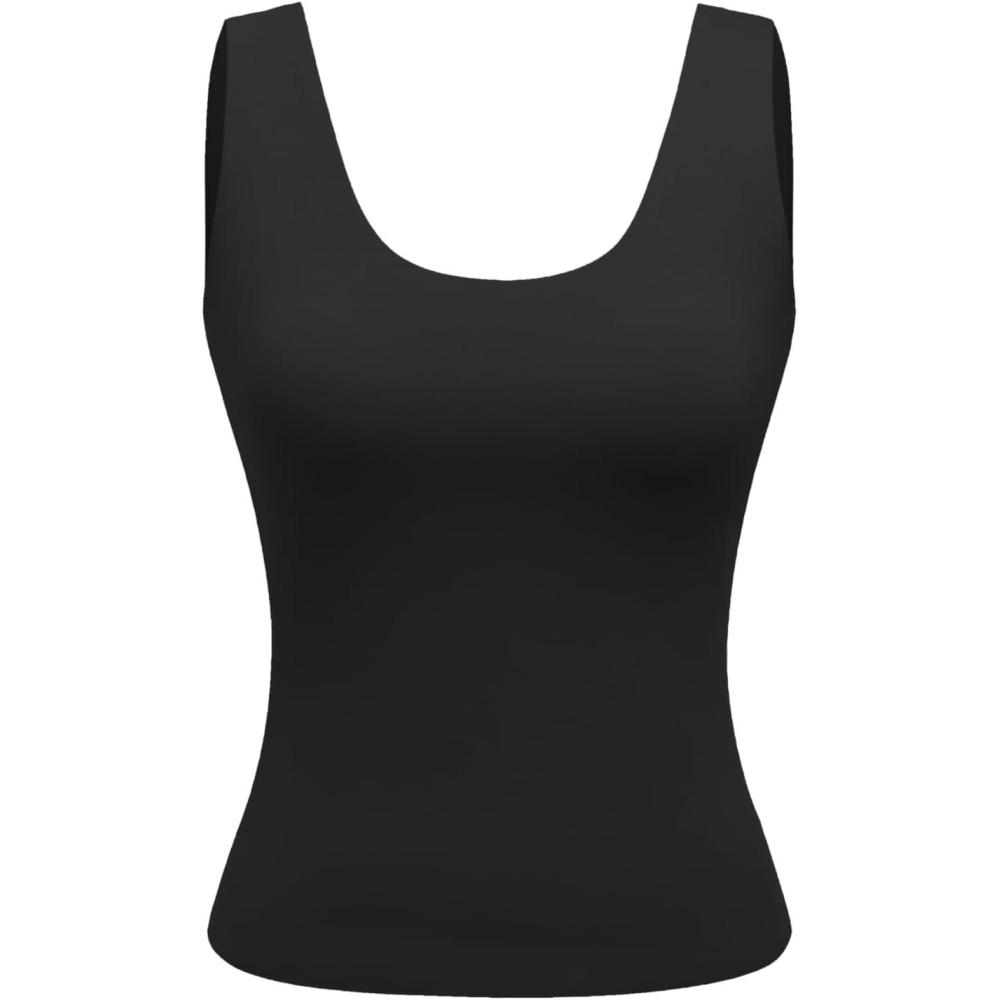 imageCIDER High Stretch Double Layered UNeck Solid Tank TopBlack
