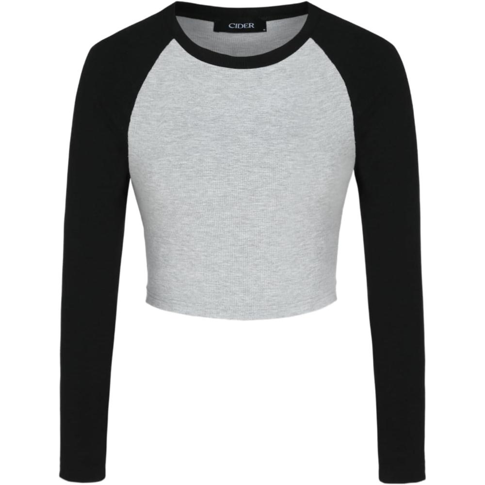 imageCIDER Jersey Raglan Sleeve Crop TeeLight Grey