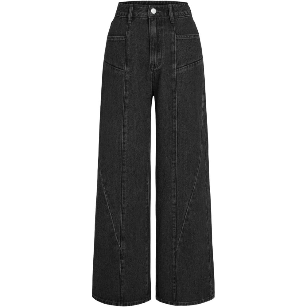 imageCIDER Mid Waist Pocket Wide Leg JeansBlack