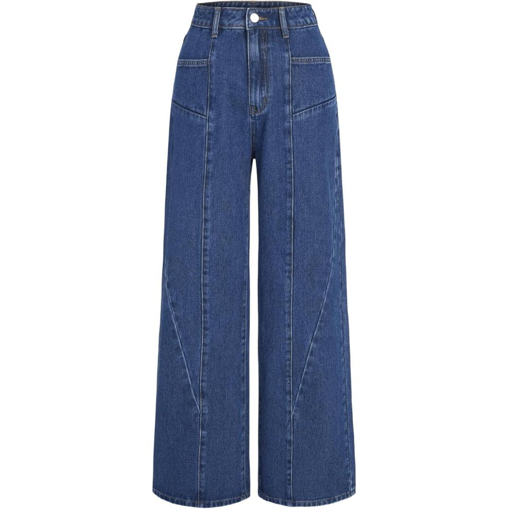 imageCIDER Mid Waist Pocket Wide Leg JeansDenim