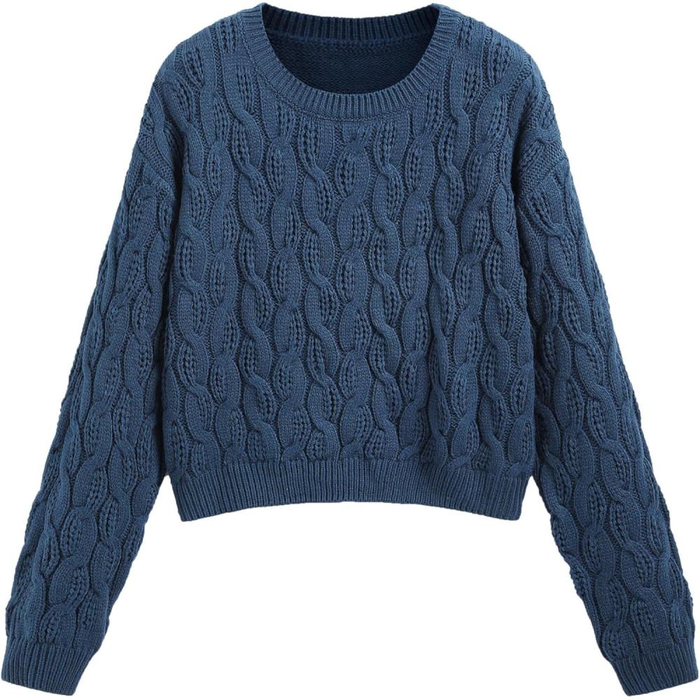 imageCIDER Round Neck Cable Knit SweaterBlue