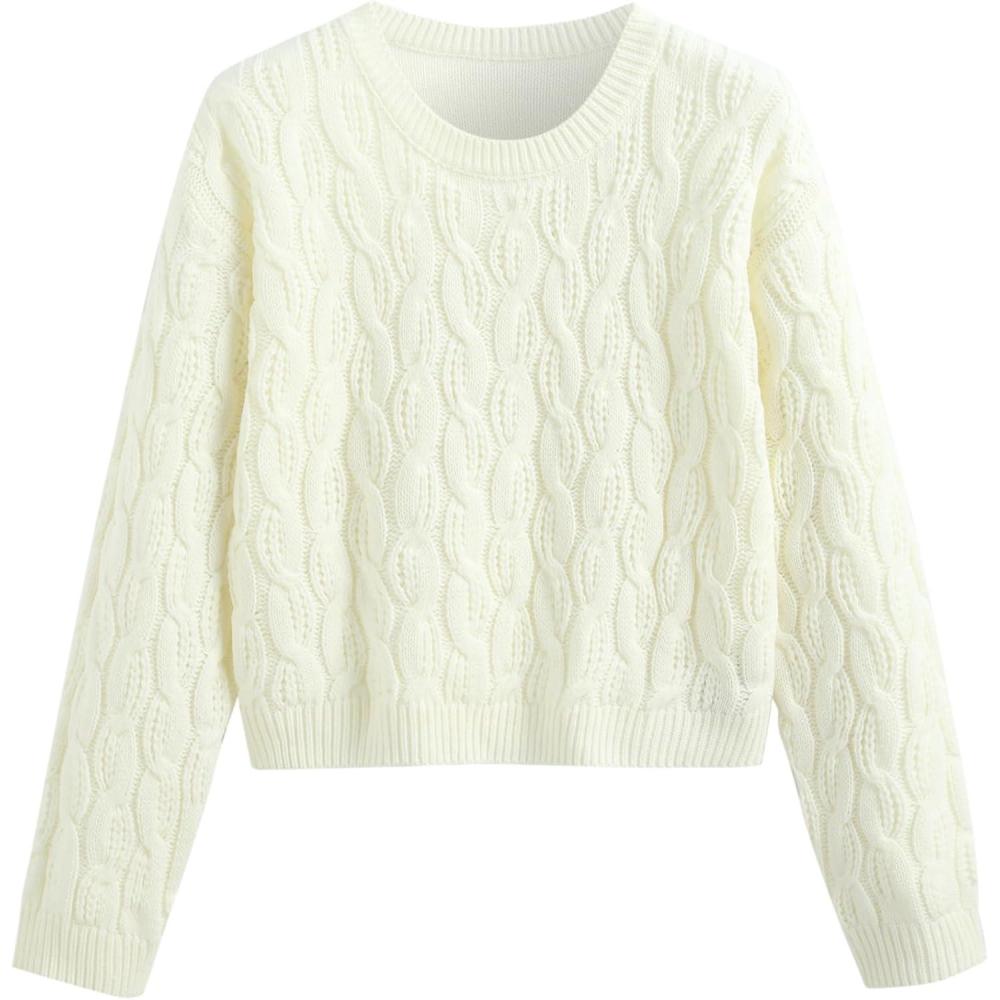 imageCIDER Round Neck Cable Knit SweaterIvory