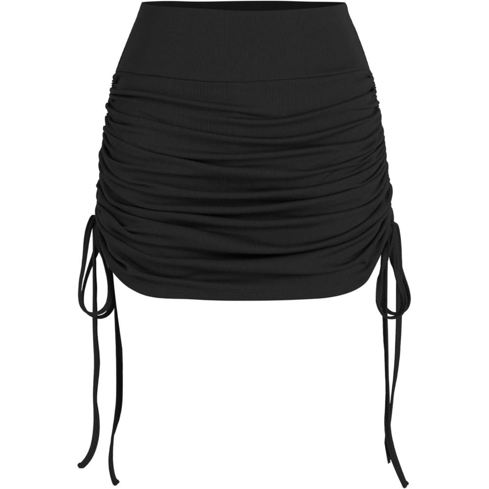 imageCIDER Ruched Drawstring Mini SkortBlack