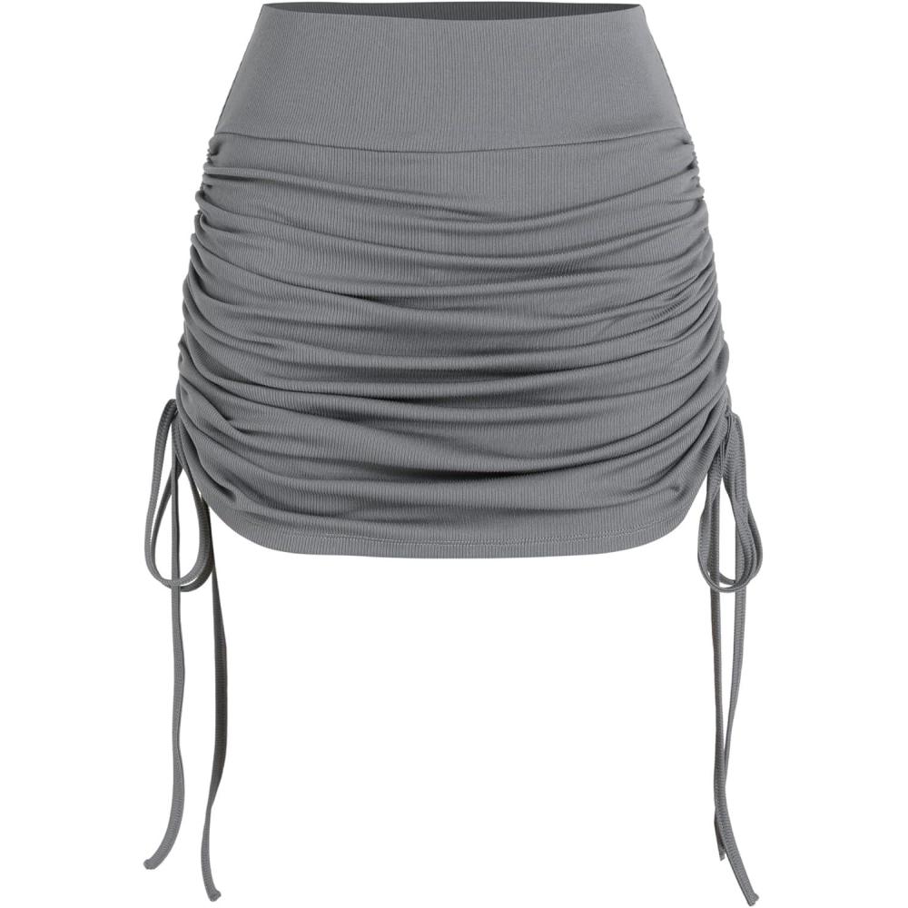 imageCIDER Ruched Drawstring Mini SkortGrey