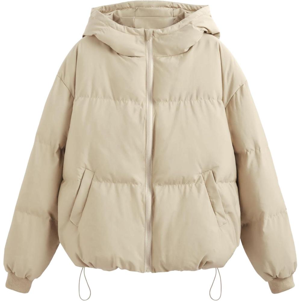 imageCIDER Solid Hooded Puffer CoatBeige